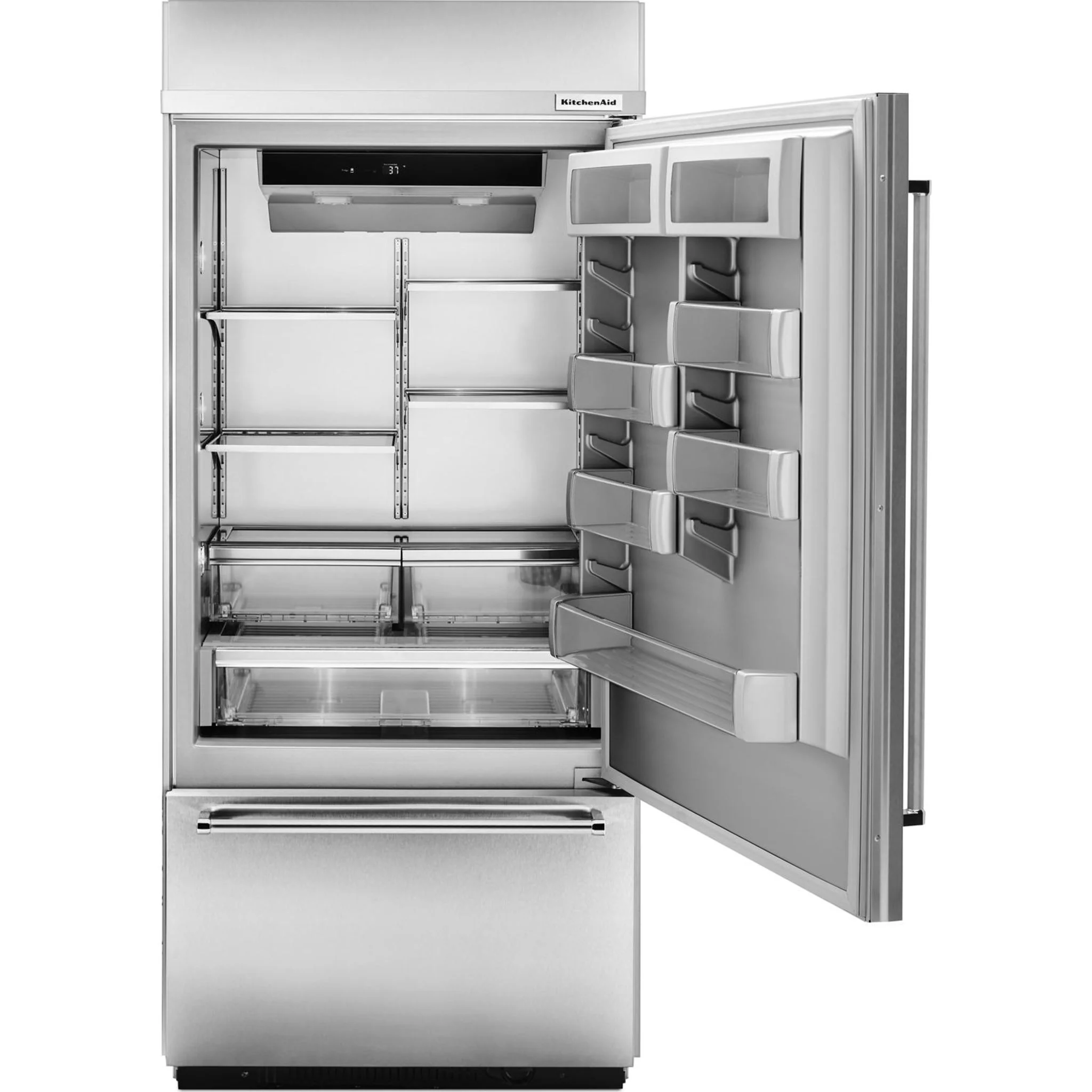 KitchenAid 20.9 cu.ft. 36" Width Built-In Stainless Bottom Mount Refrigerator with Platinum Interior Design - Stainless Steel (KBBR306ESS) - Image 32
