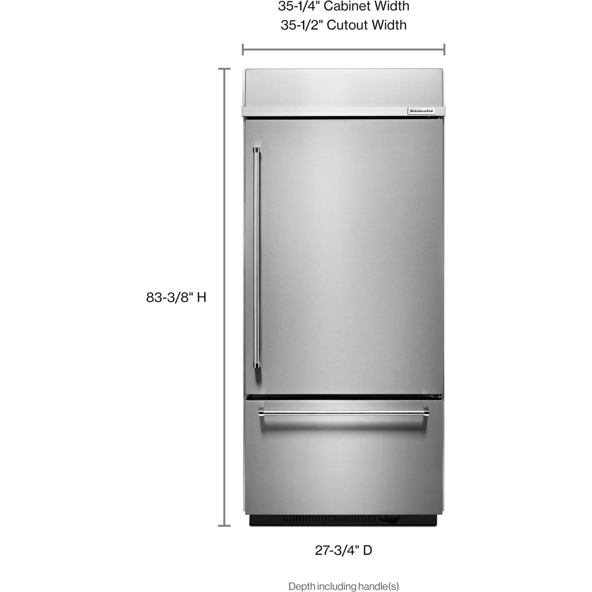 KitchenAid 20.9 cu.ft. 36" Width Built-In Stainless Bottom Mount Refrigerator with Platinum Interior Design - Stainless Steel (KBBR306ESS) - Image 33