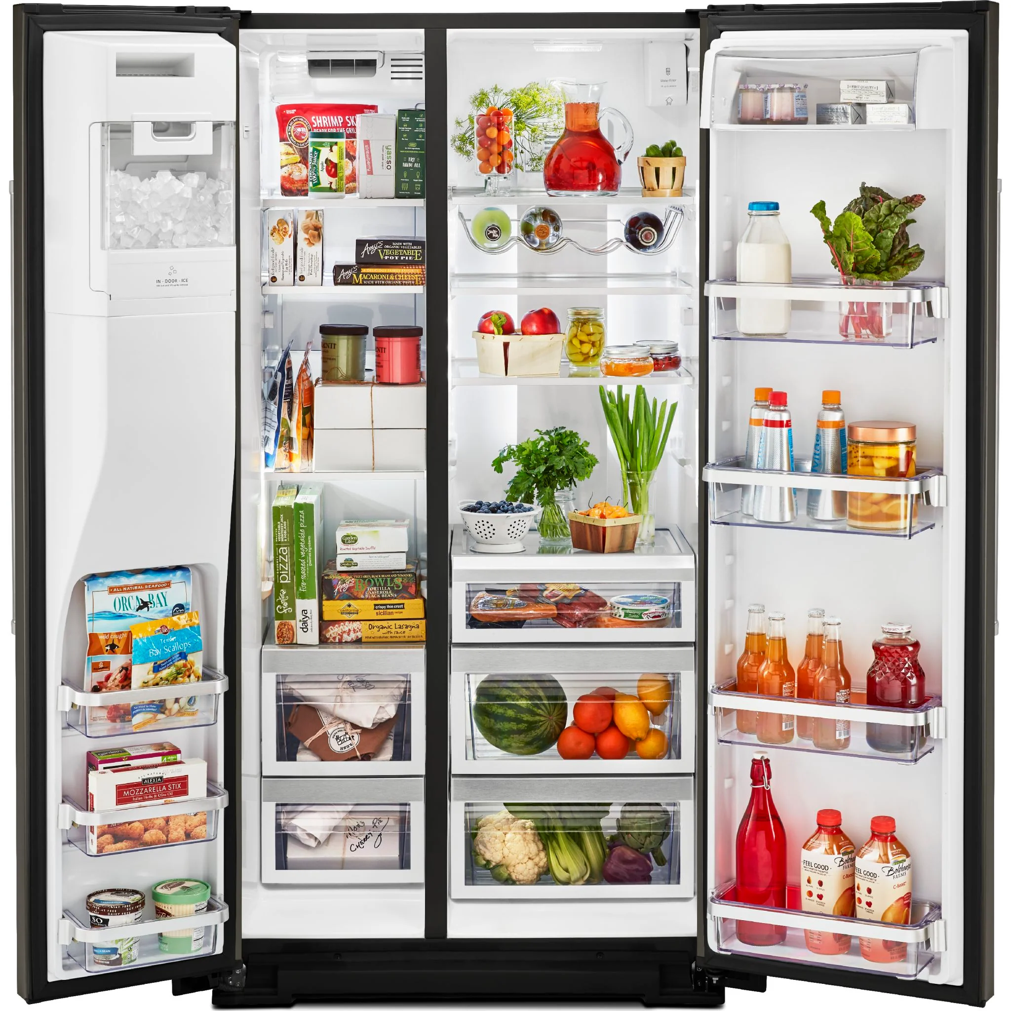 KitchenAid  19.9 cu.. ft. Counter-Depth Side-by-Side Refrigerator with Exterior Ice and Water - Black Stainless (KRSC700HBS) - Image 13