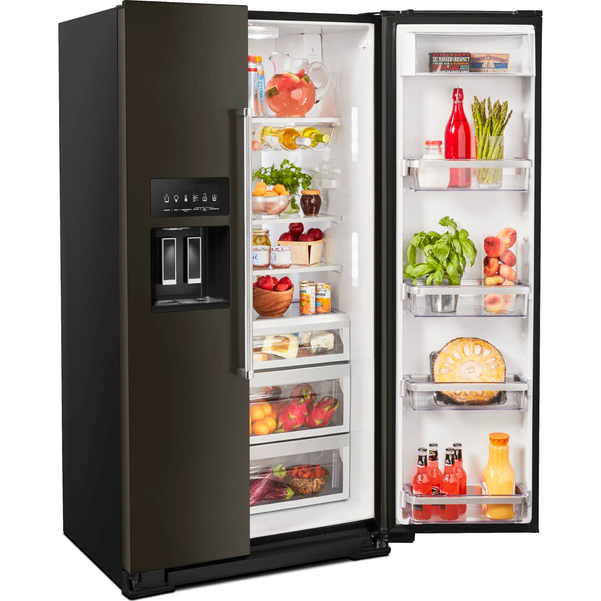 KitchenAid  19.9 cu.. ft. Counter-Depth Side-by-Side Refrigerator with Exterior Ice and Water - Black Stainless (KRSC700HBS) - Image 15
