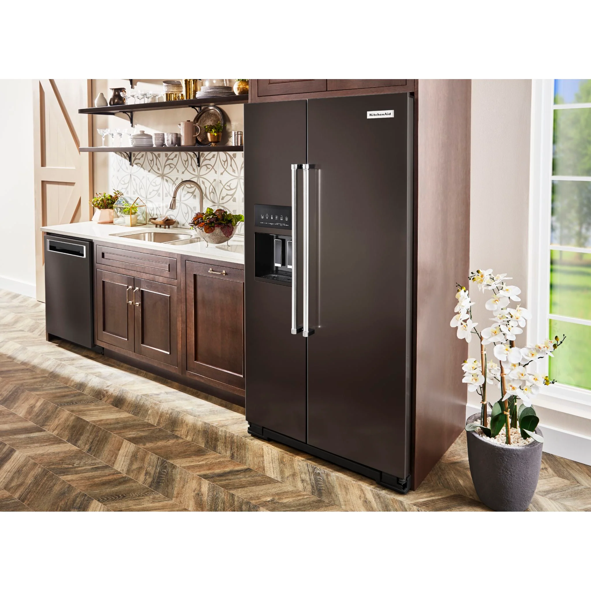 KitchenAid  19.9 cu.. ft. Counter-Depth Side-by-Side Refrigerator with Exterior Ice and Water - Black Stainless (KRSC700HBS) - Image 17
