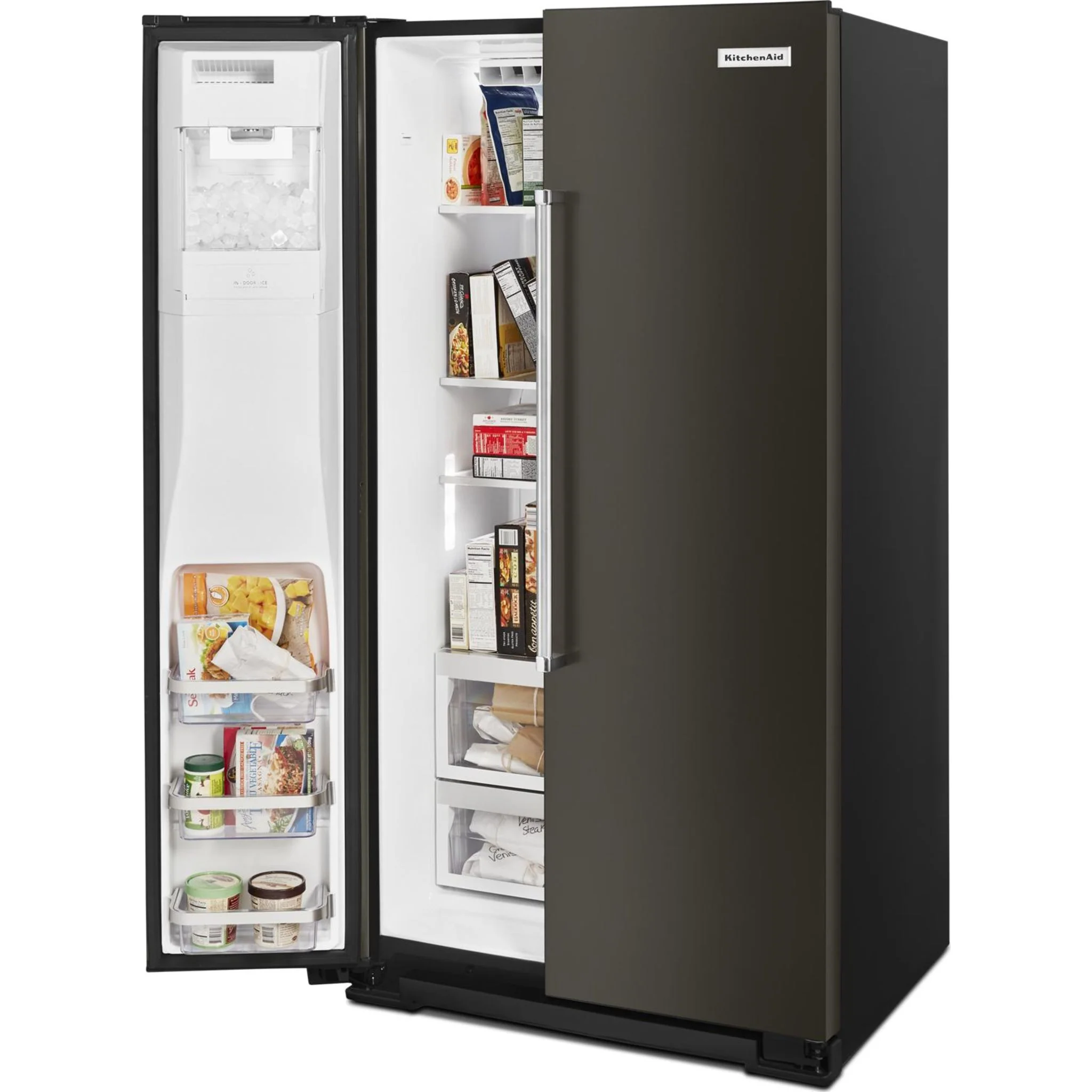 KitchenAid  19.9 cu.. ft. Counter-Depth Side-by-Side Refrigerator with Exterior Ice and Water - Black Stainless (KRSC700HBS) - Image 36