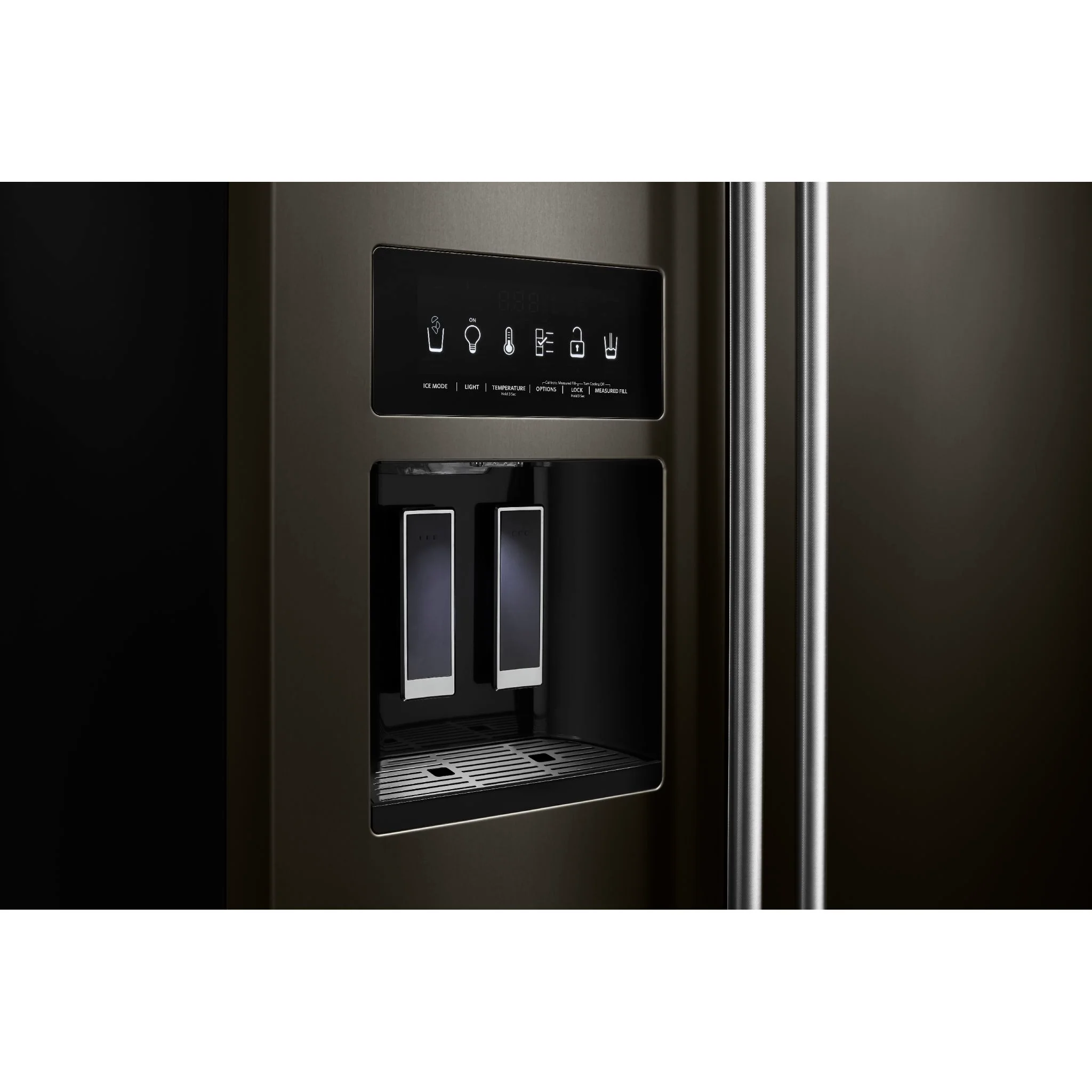 KitchenAid  19.9 cu.. ft. Counter-Depth Side-by-Side Refrigerator with Exterior Ice and Water - Black Stainless (KRSC700HBS) - Image 8