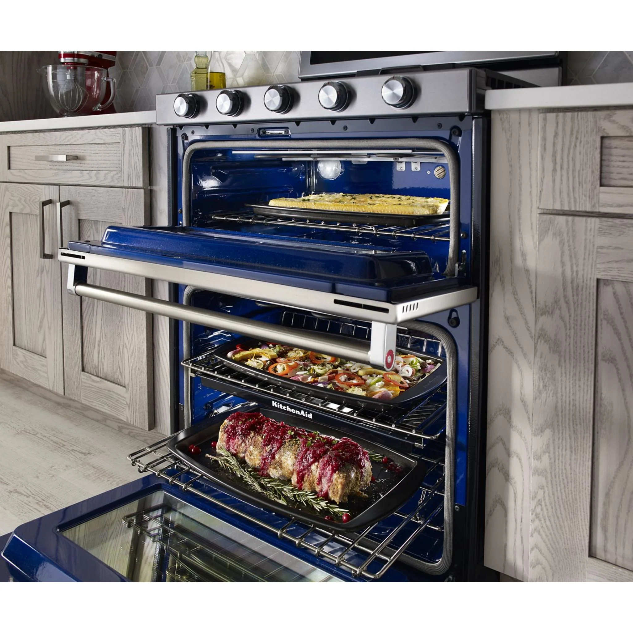 KitchenAid 30-Inch 5 Burner Gas Double Oven Convection Range -Stainless Steel (KFGD500ESS) - Image 14