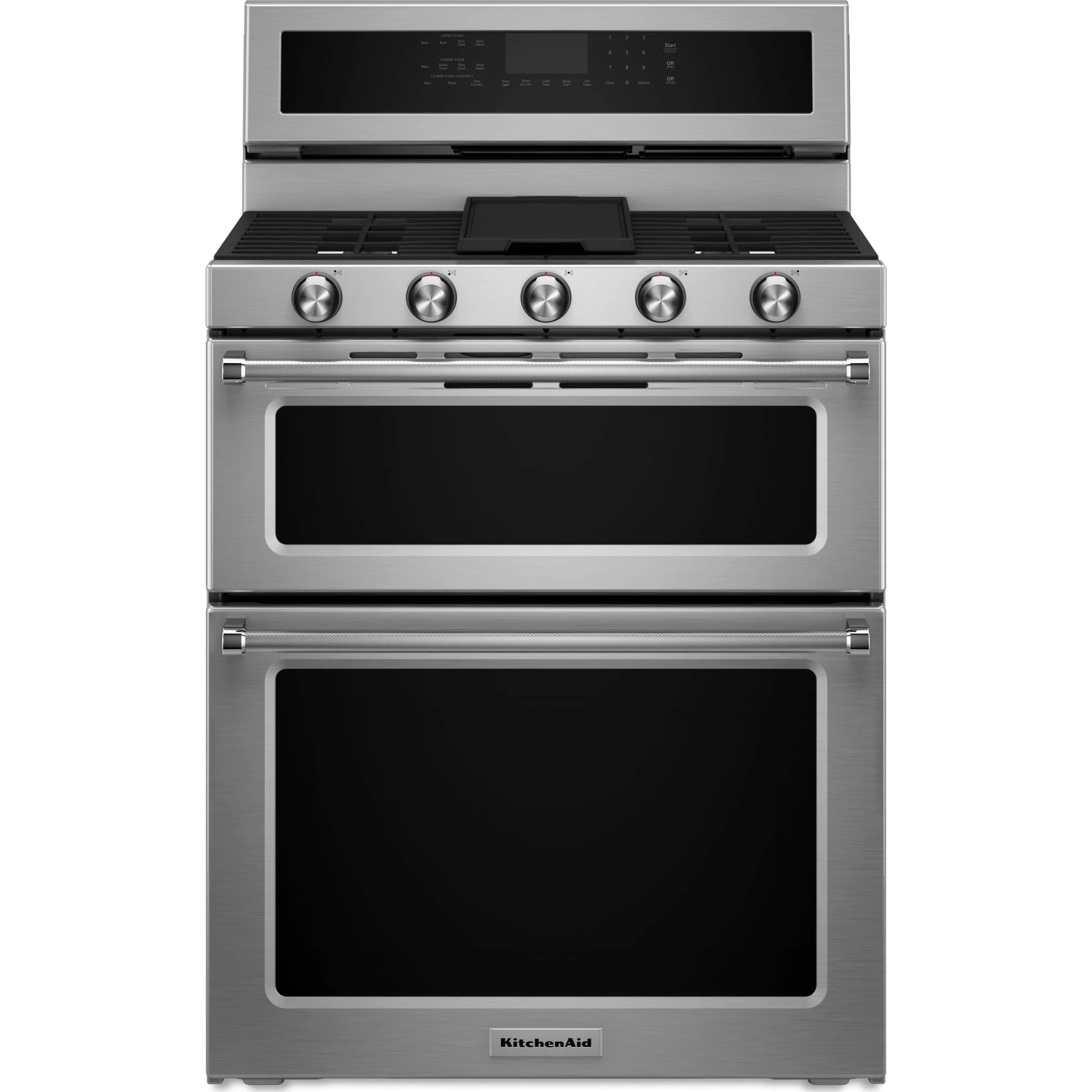 KitchenAid 30-Inch 5 Burner Gas Double Oven Convection Range -Stainless Steel (KFGD500ESS) - Image 9