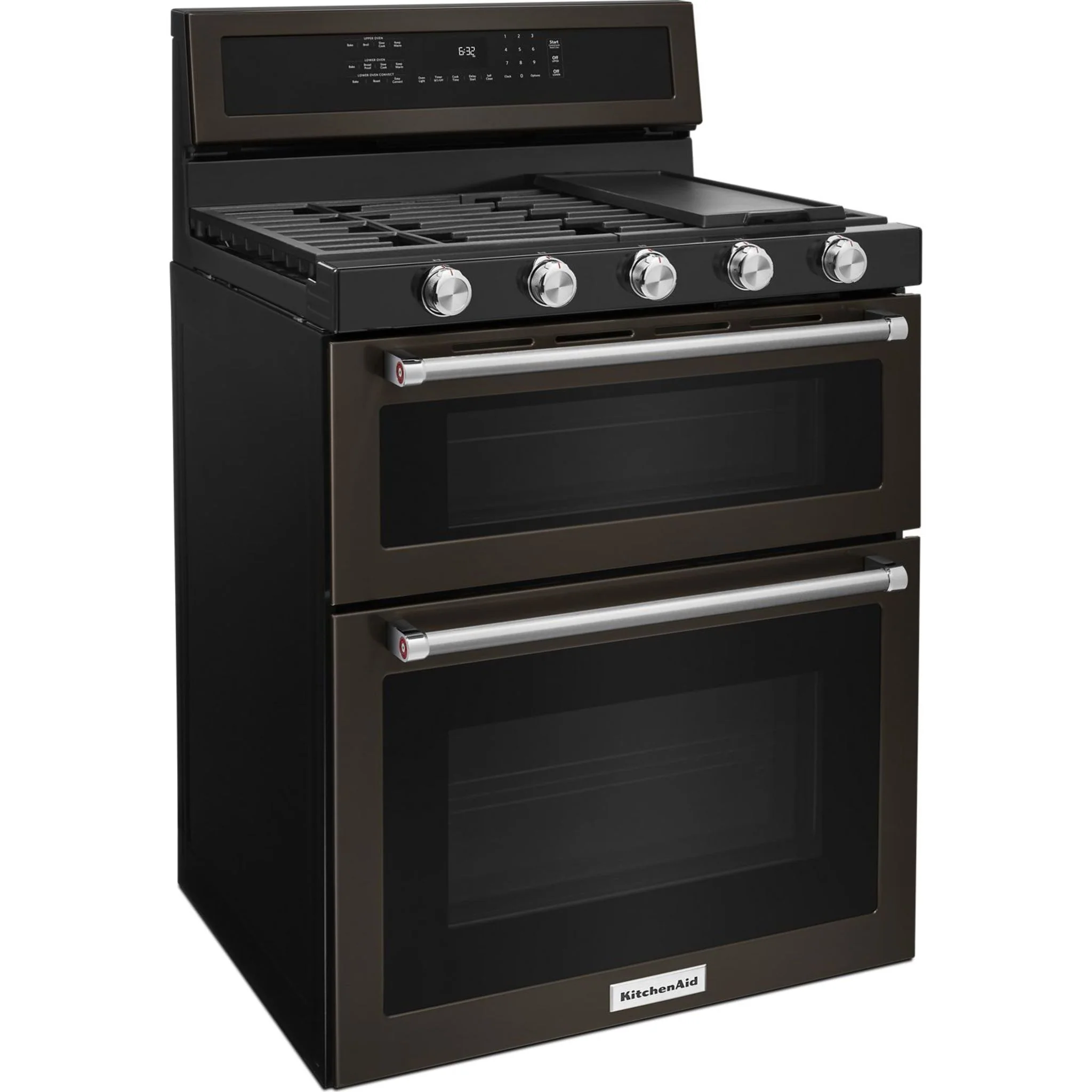 KitchenAid 30-Inch 5 Burner Gas Double Oven Convection Range -Black Stainless (KFGD500EBS) - Image 3