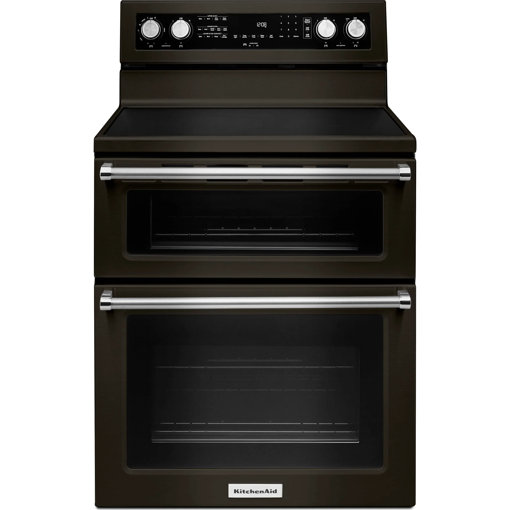 KitchenAid 30-Inch 5 Burner Electric Double Oven Convection Range -Black Stainless (YKFED500EBS) - Image 3