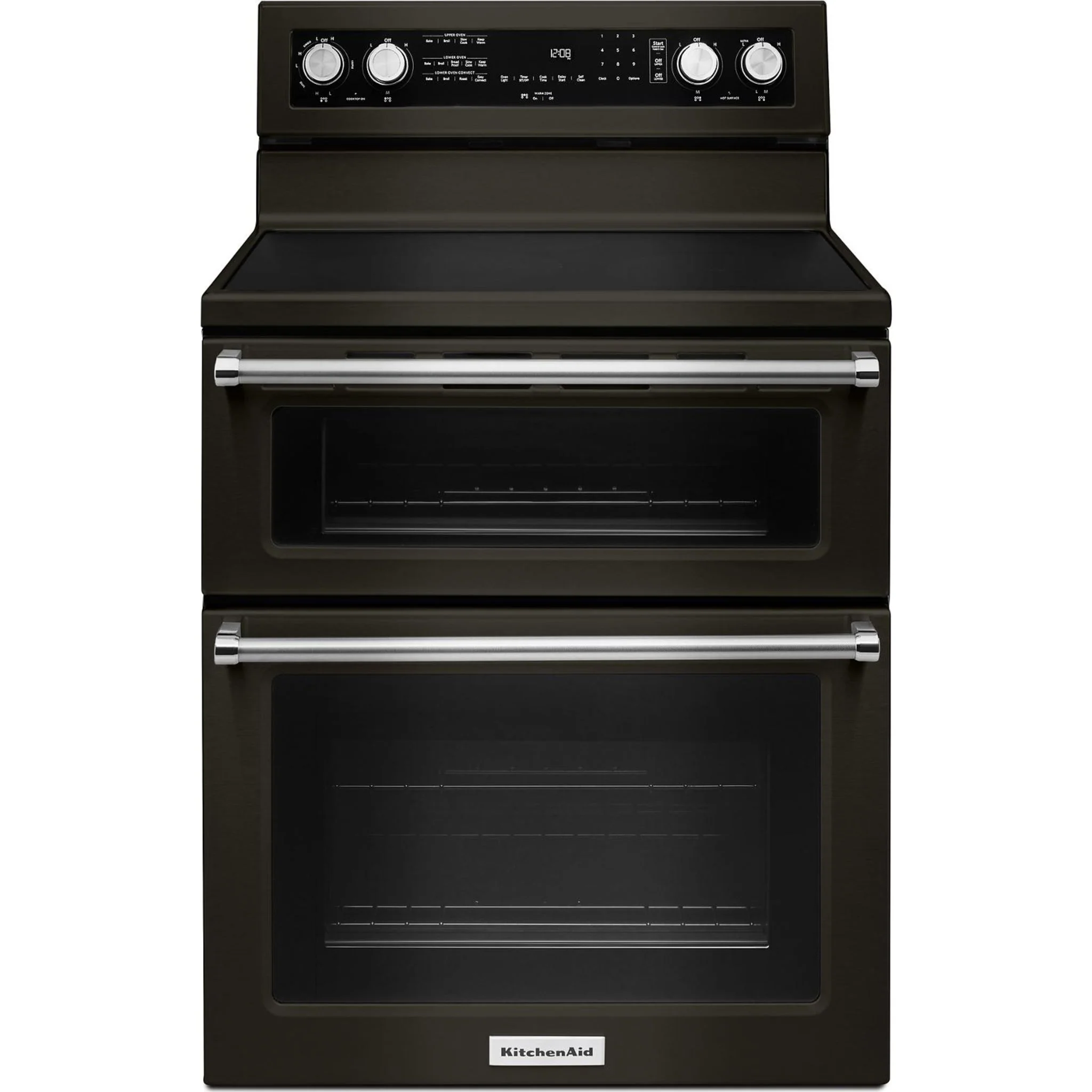 KitchenAid 30-Inch 5 Burner Electric Double Oven Convection Range -Black Stainless (YKFED500EBS) - Image 5