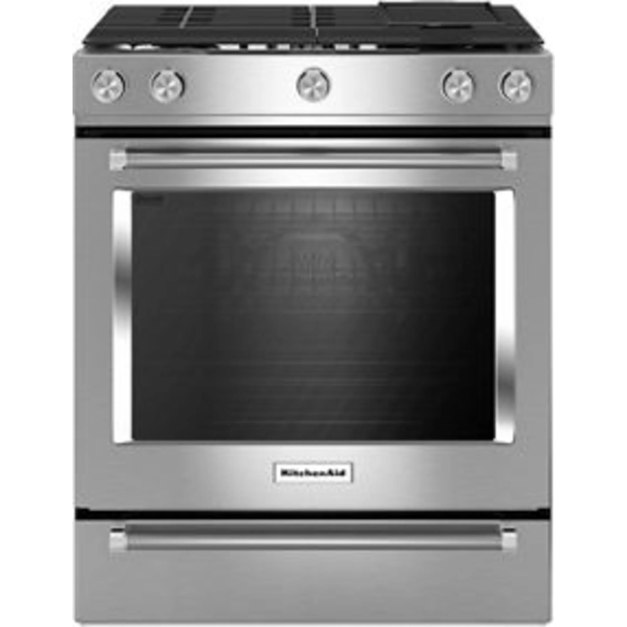 KitchenAid 30-Inch 5-Burner Dual Fuel Convection  Front Control Range with Baking Drawer -Stainless Steel (YKSDB900ESS) - Image 12