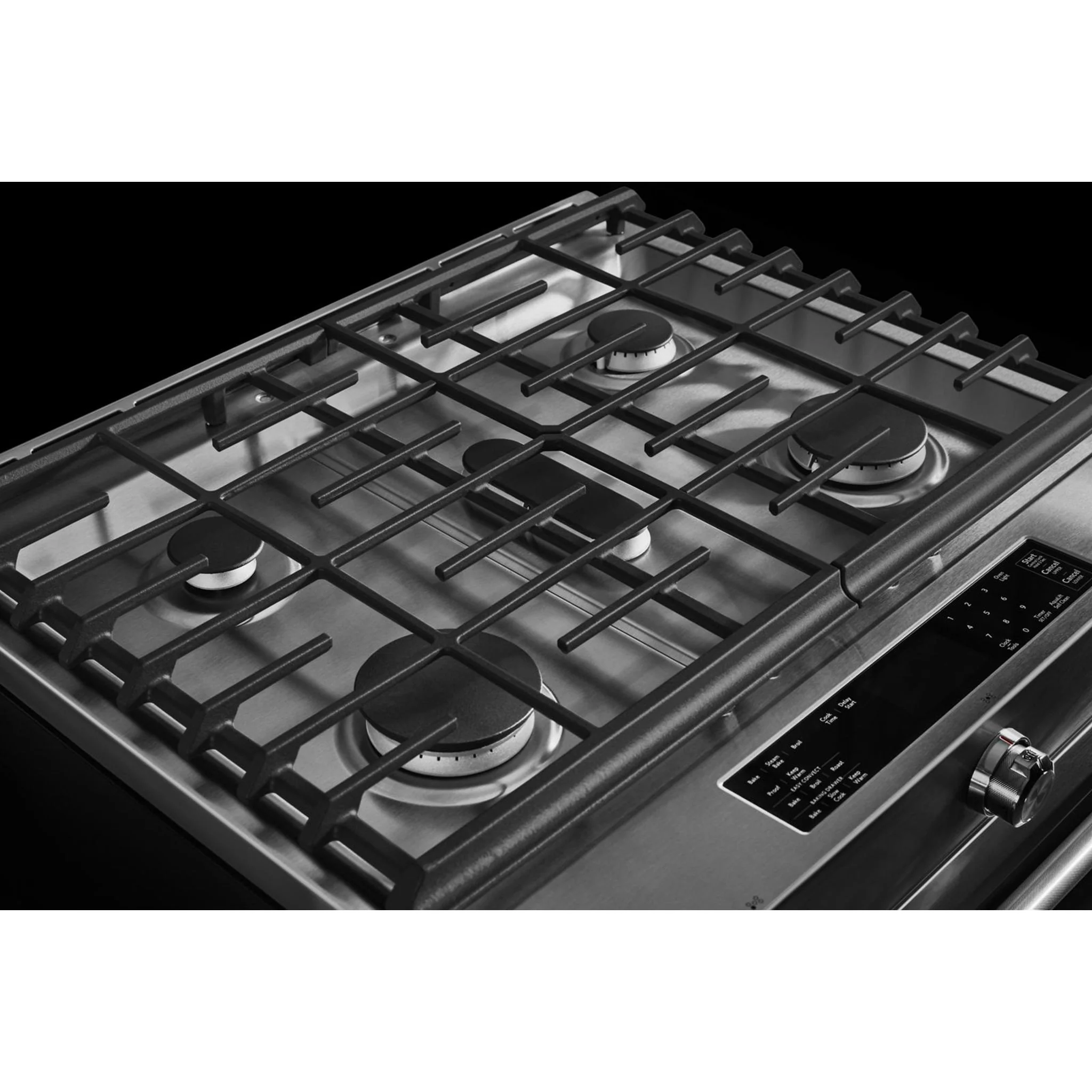 KitchenAid 30-Inch 5-Burner Dual Fuel Convection  Front Control Range with Baking Drawer -Stainless Steel (YKSDB900ESS) - Image 5