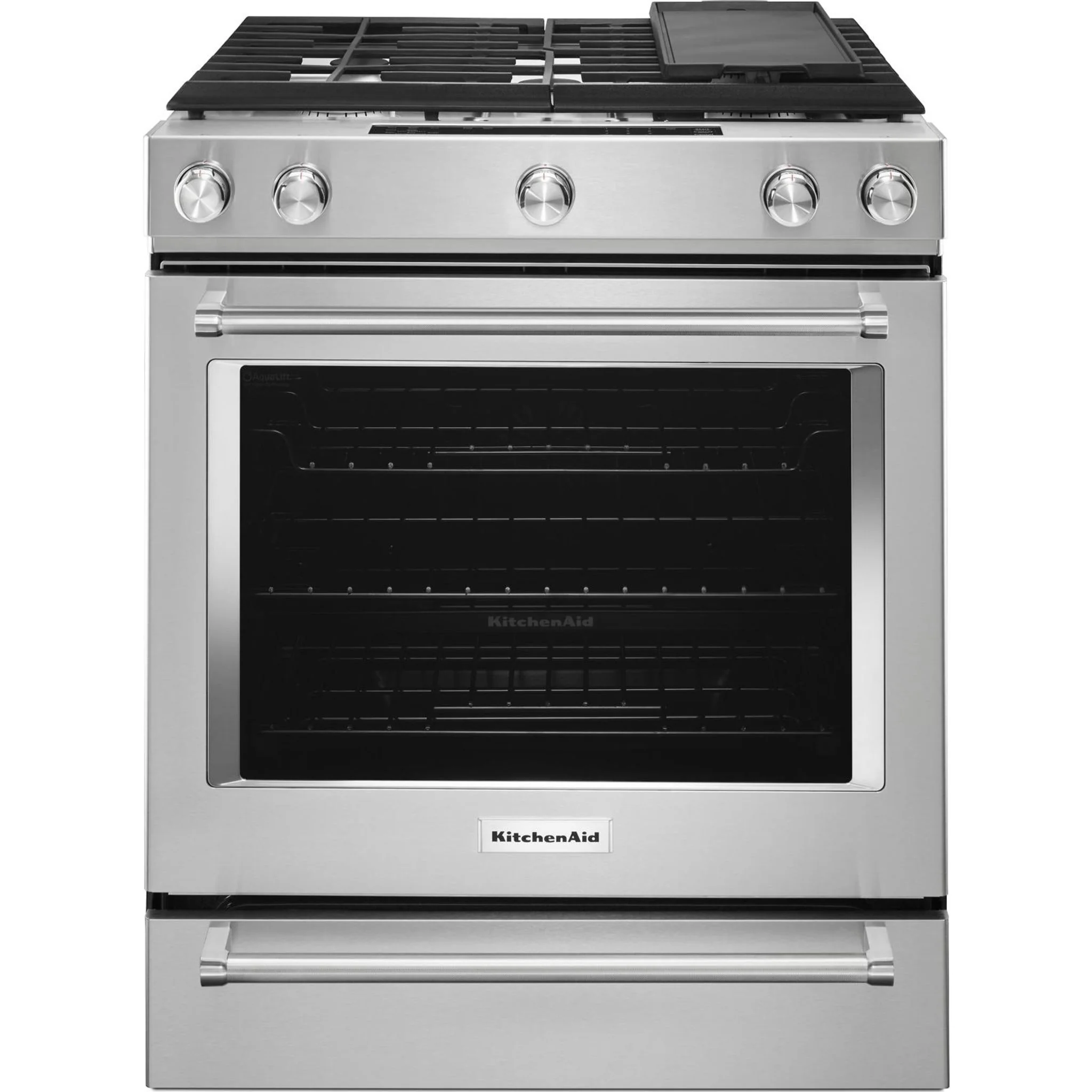 KitchenAid 30-Inch 5-Burner Dual Fuel Convection  Front Control Range with Baking Drawer -Stainless Steel (YKSDB900ESS) - Image 7