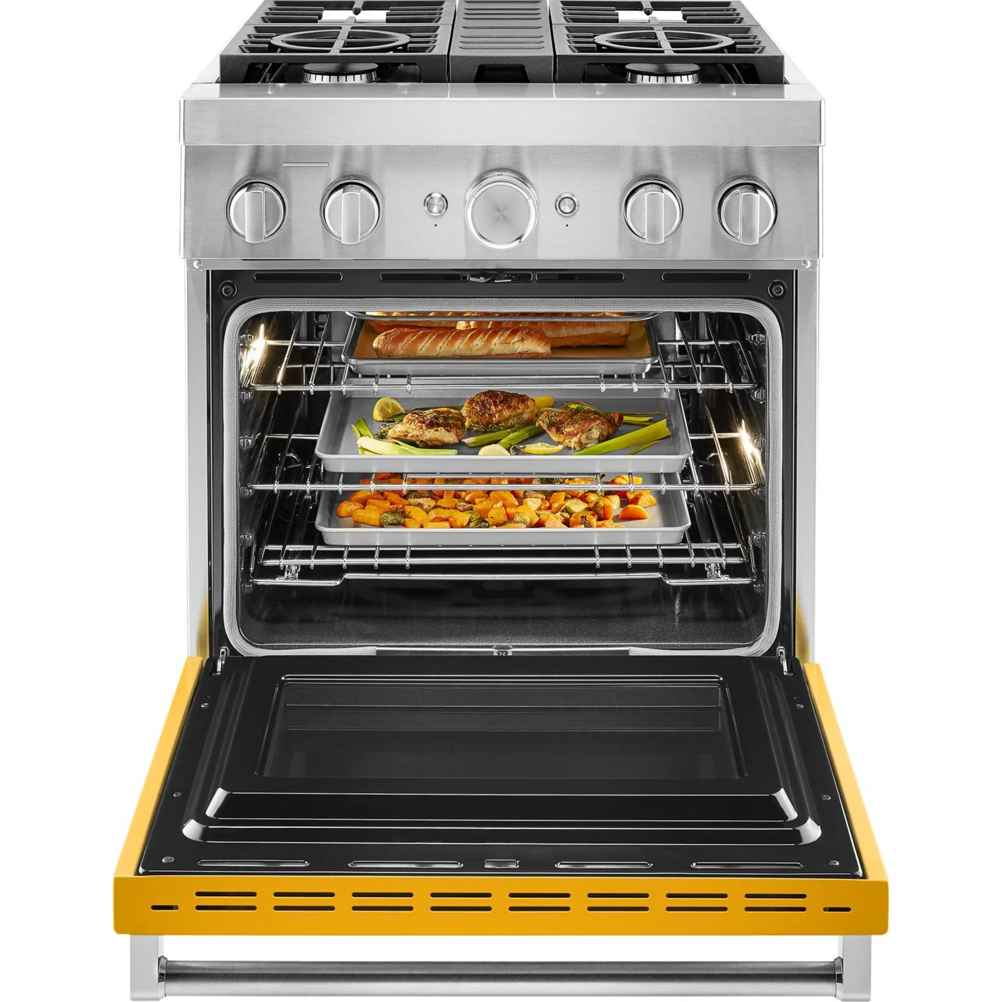 KitchenAid  30'' Smart Commercial-Style Dual Fuel Range with 4 Burners - Yellow Pepper (KFDC500JYP) - Image 9