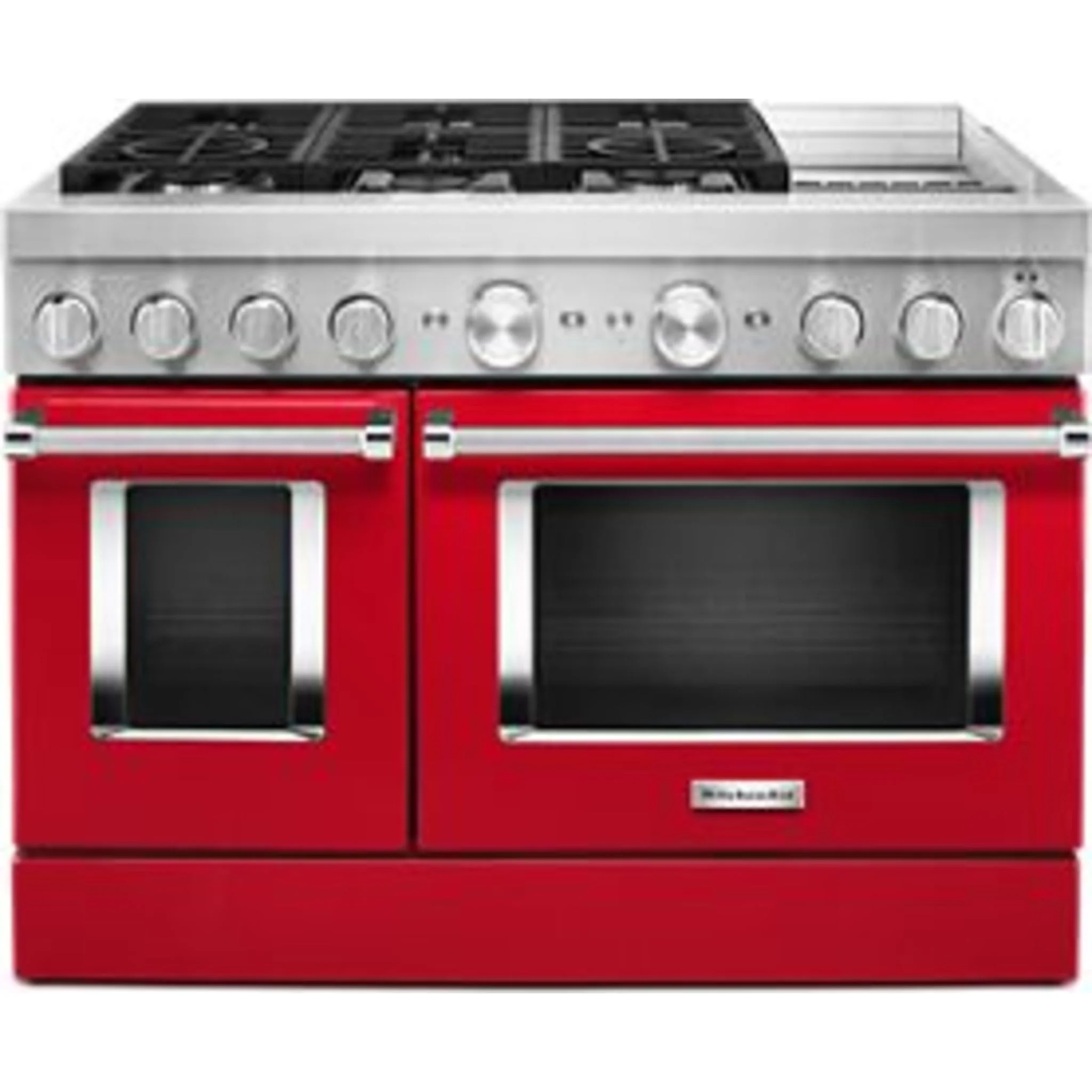 KitchenAid  48'' Smart Commercial-Style Dual Fuel Range with Griddle - Passion Red (KFDC558JPA) - Image 15