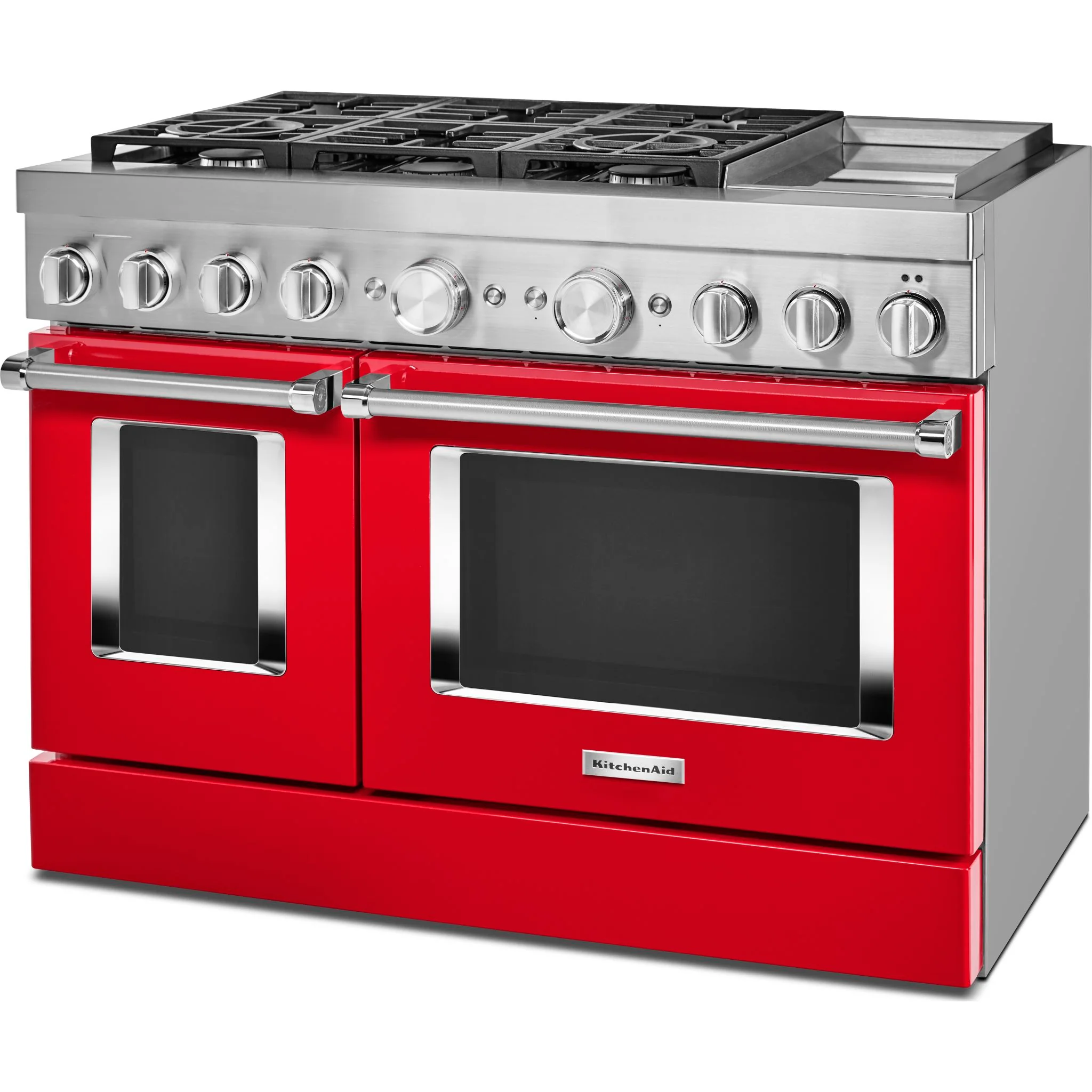 KitchenAid  48'' Smart Commercial-Style Dual Fuel Range with Griddle - Passion Red (KFDC558JPA) - Image 2