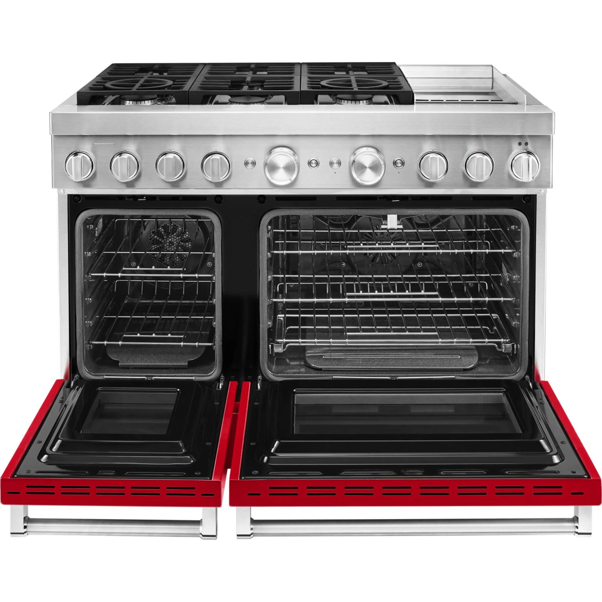 KitchenAid  48'' Smart Commercial-Style Dual Fuel Range with Griddle - Passion Red (KFDC558JPA) - Image 20