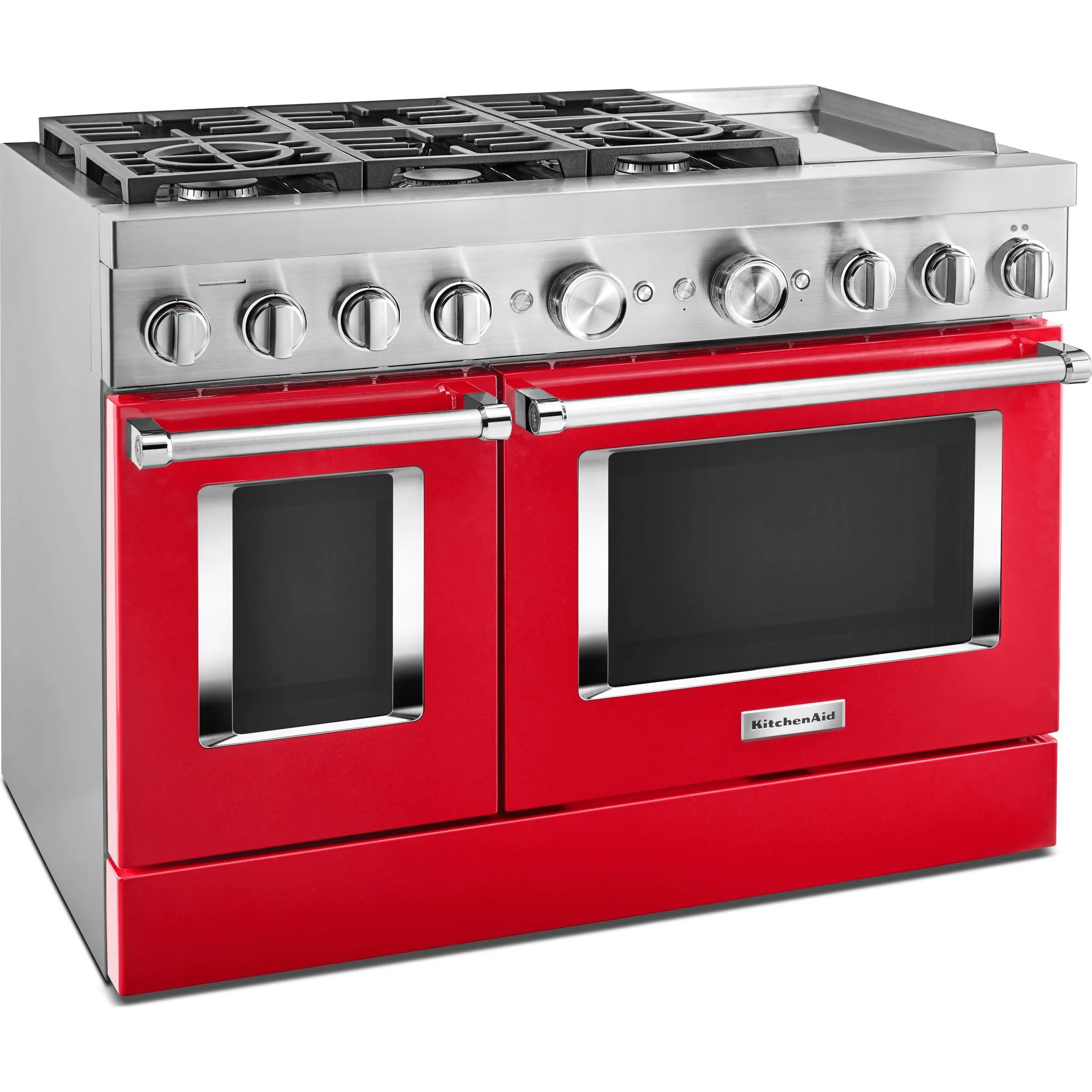 KitchenAid  48'' Smart Commercial-Style Dual Fuel Range with Griddle - Passion Red (KFDC558JPA) - Image 3
