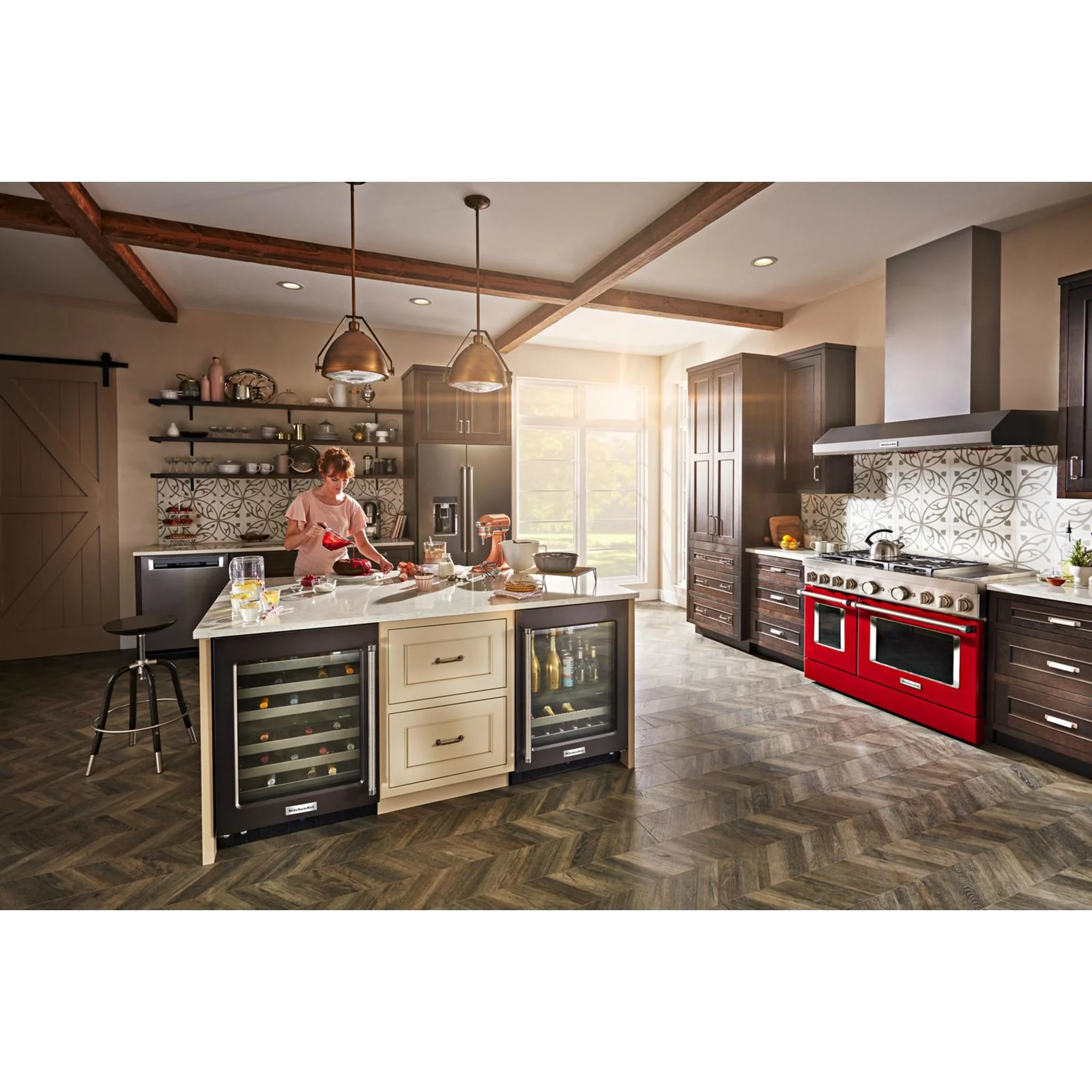 KitchenAid  48'' Smart Commercial-Style Dual Fuel Range with Griddle - Passion Red (KFDC558JPA) - Image 35