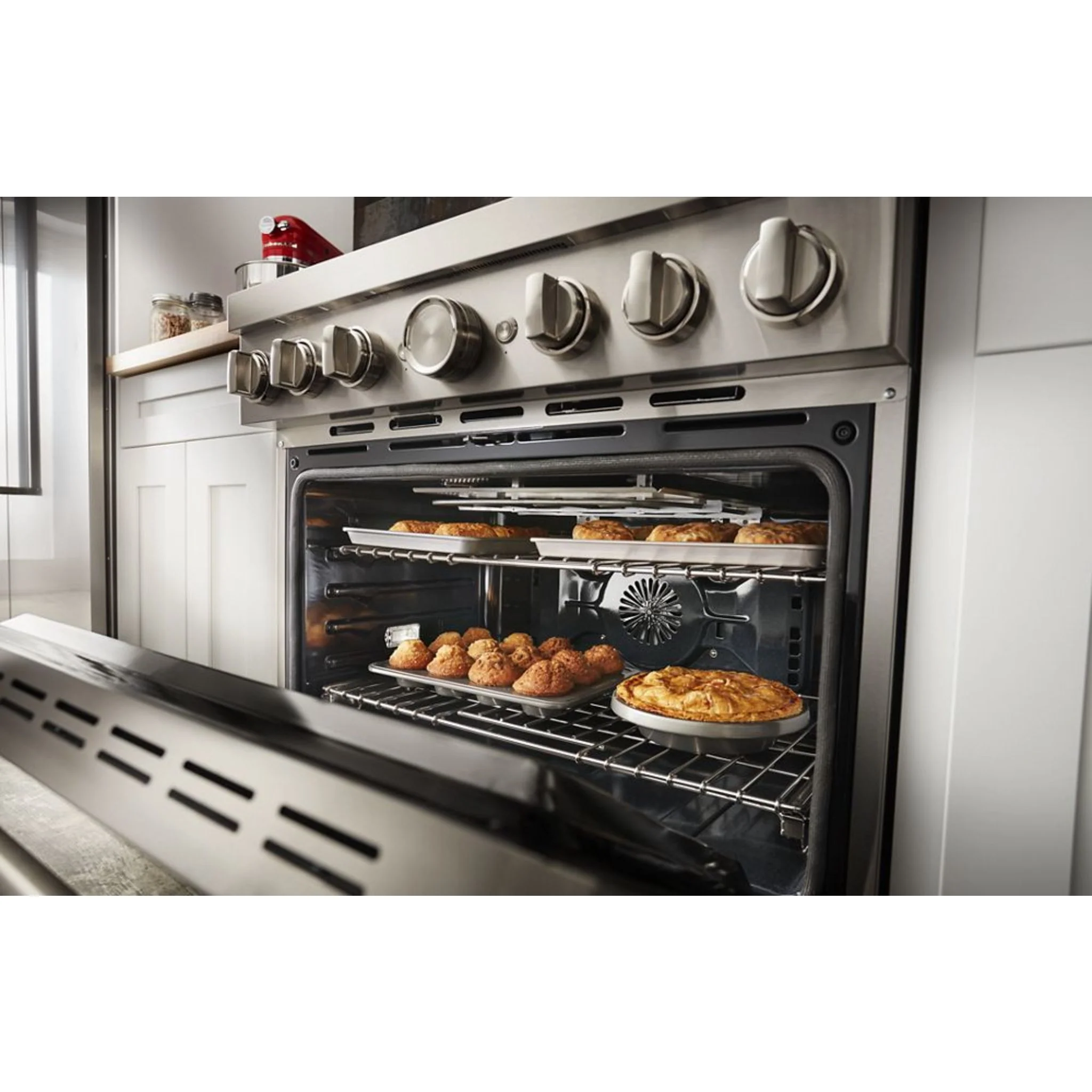 KitchenAid  48'' Smart Commercial-Style Dual Fuel Range with Griddle - Passion Red (KFDC558JPA) - Image 54