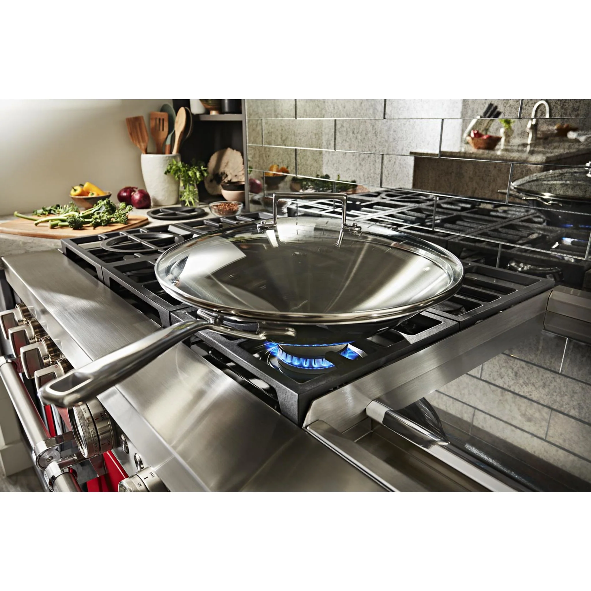 KitchenAid  48'' Smart Commercial-Style Dual Fuel Range with Griddle - Passion Red (KFDC558JPA) - Image 55