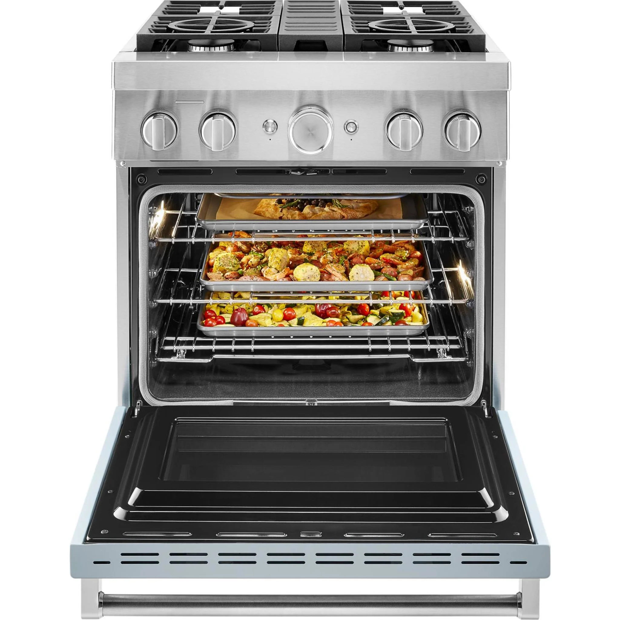 KitchenAid  30'' Smart Commercial-Style Dual Fuel Range with 4 Burners - Misty Blue (KFDC500JMB) - Image 39