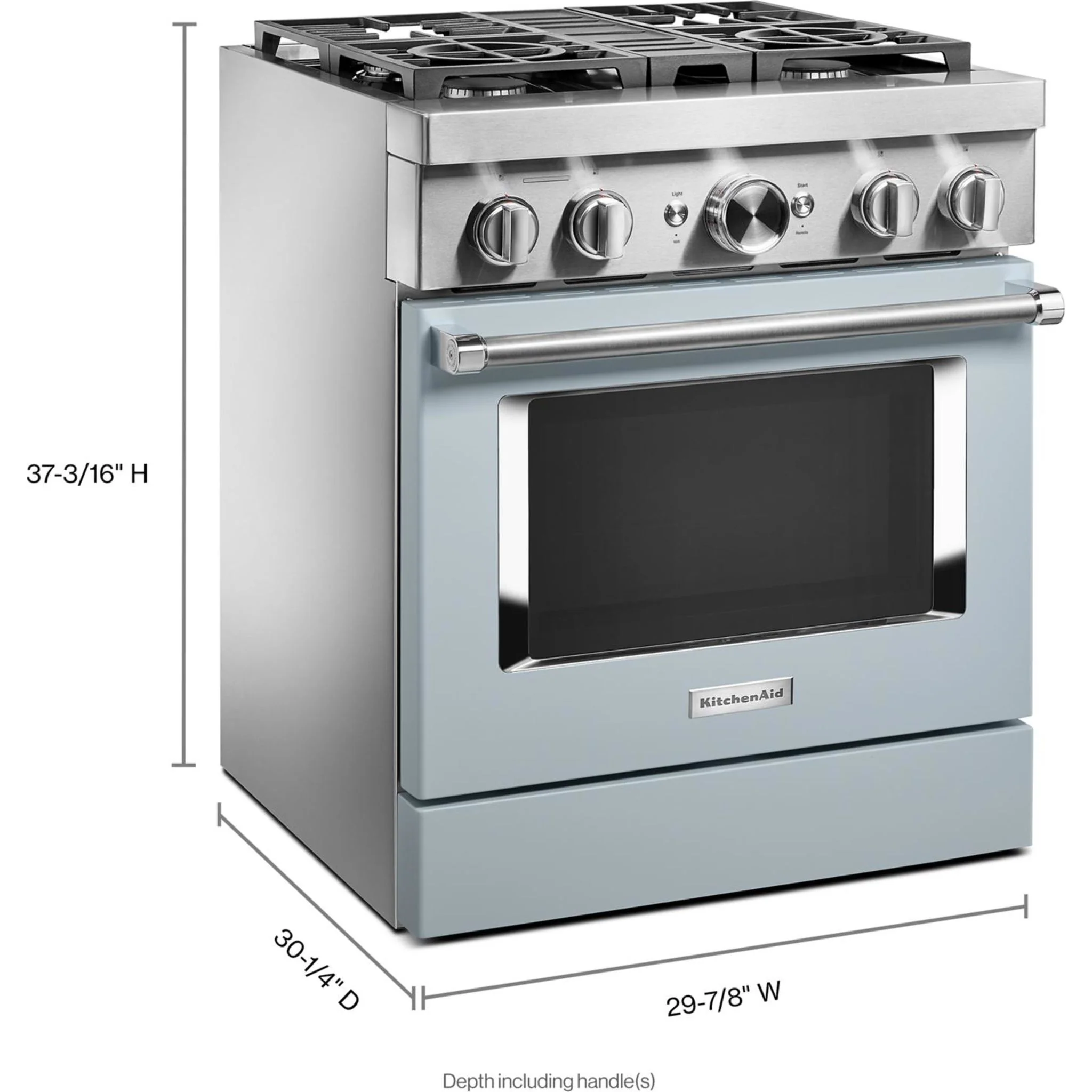 KitchenAid  30'' Smart Commercial-Style Dual Fuel Range with 4 Burners - Misty Blue (KFDC500JMB) - Image 56
