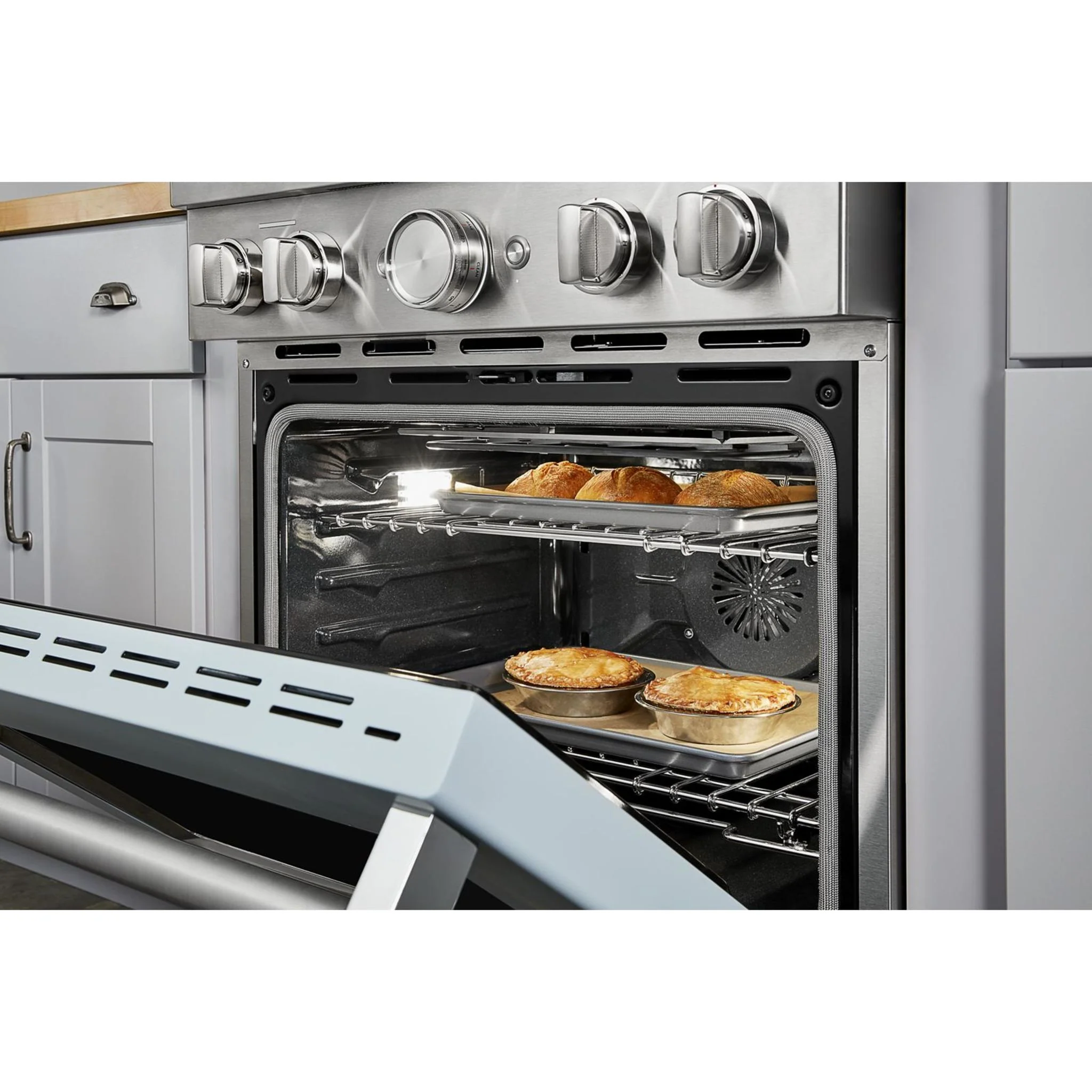 KitchenAid  30'' Smart Commercial-Style Dual Fuel Range with 4 Burners - Misty Blue (KFDC500JMB) - Image 6