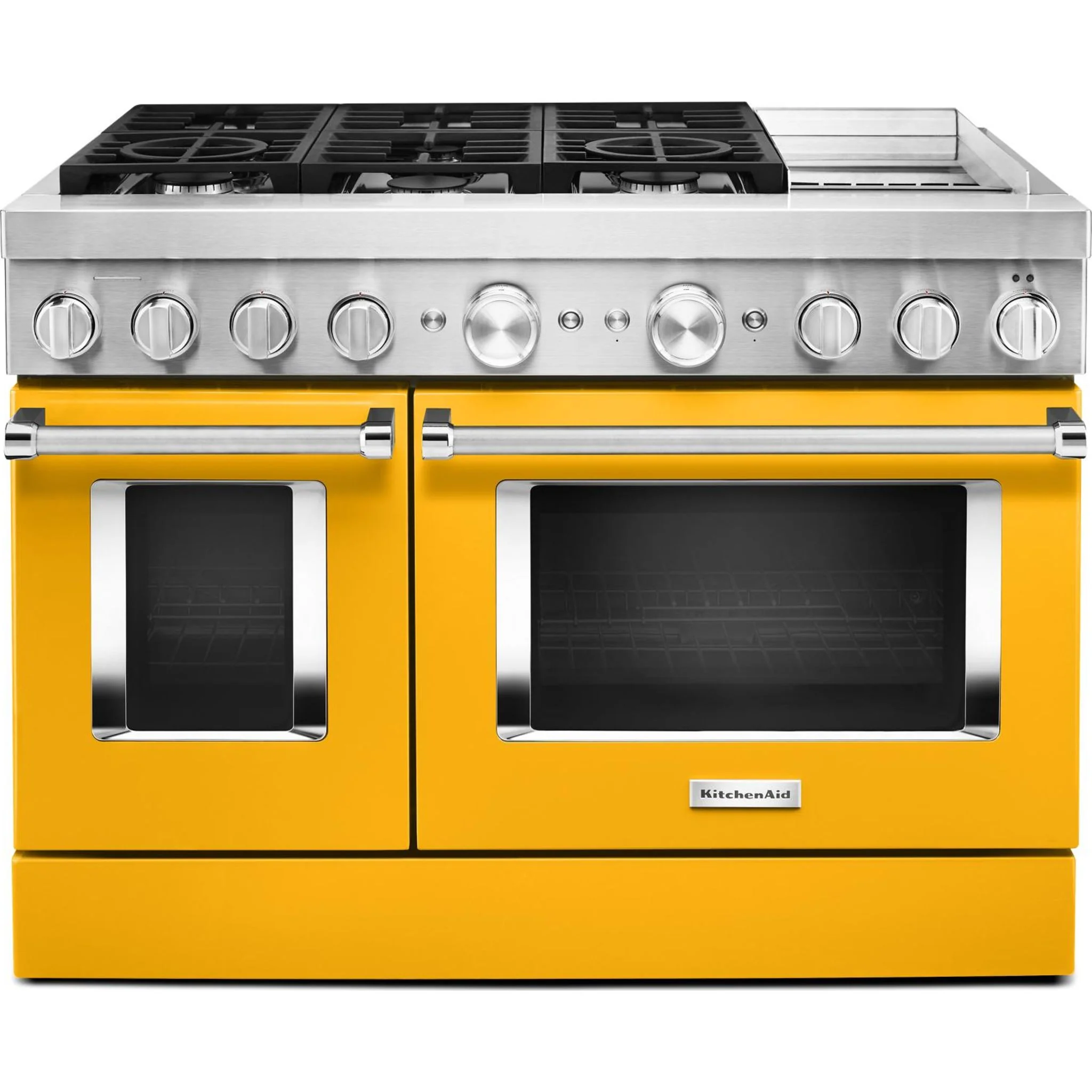 KitchenAid  48'' Smart Commercial-Style Dual Fuel Range with Griddle - Yellow Pepper (KFDC558JYP) - Image 15