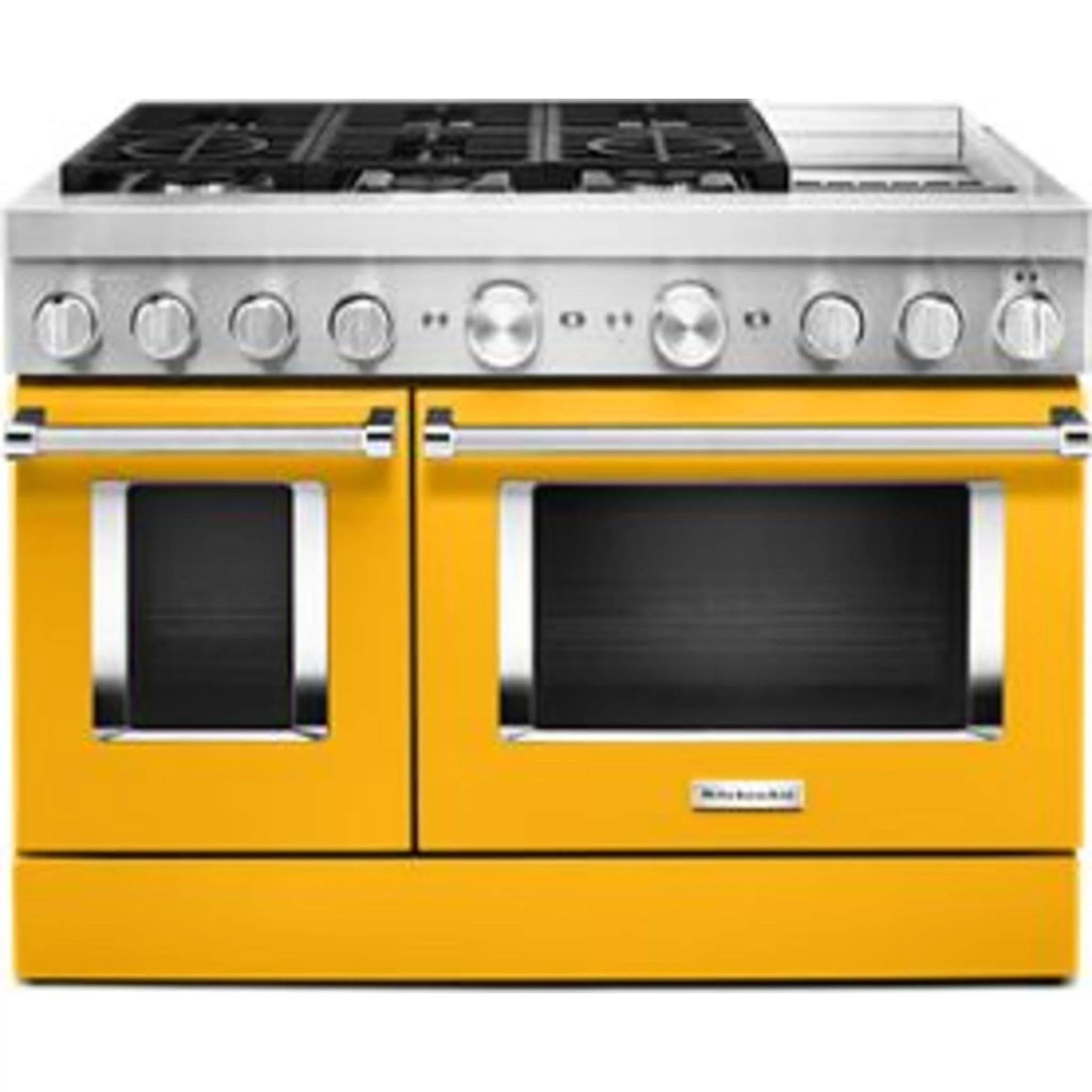 KitchenAid  48'' Smart Commercial-Style Dual Fuel Range with Griddle - Yellow Pepper (KFDC558JYP) - Image 24