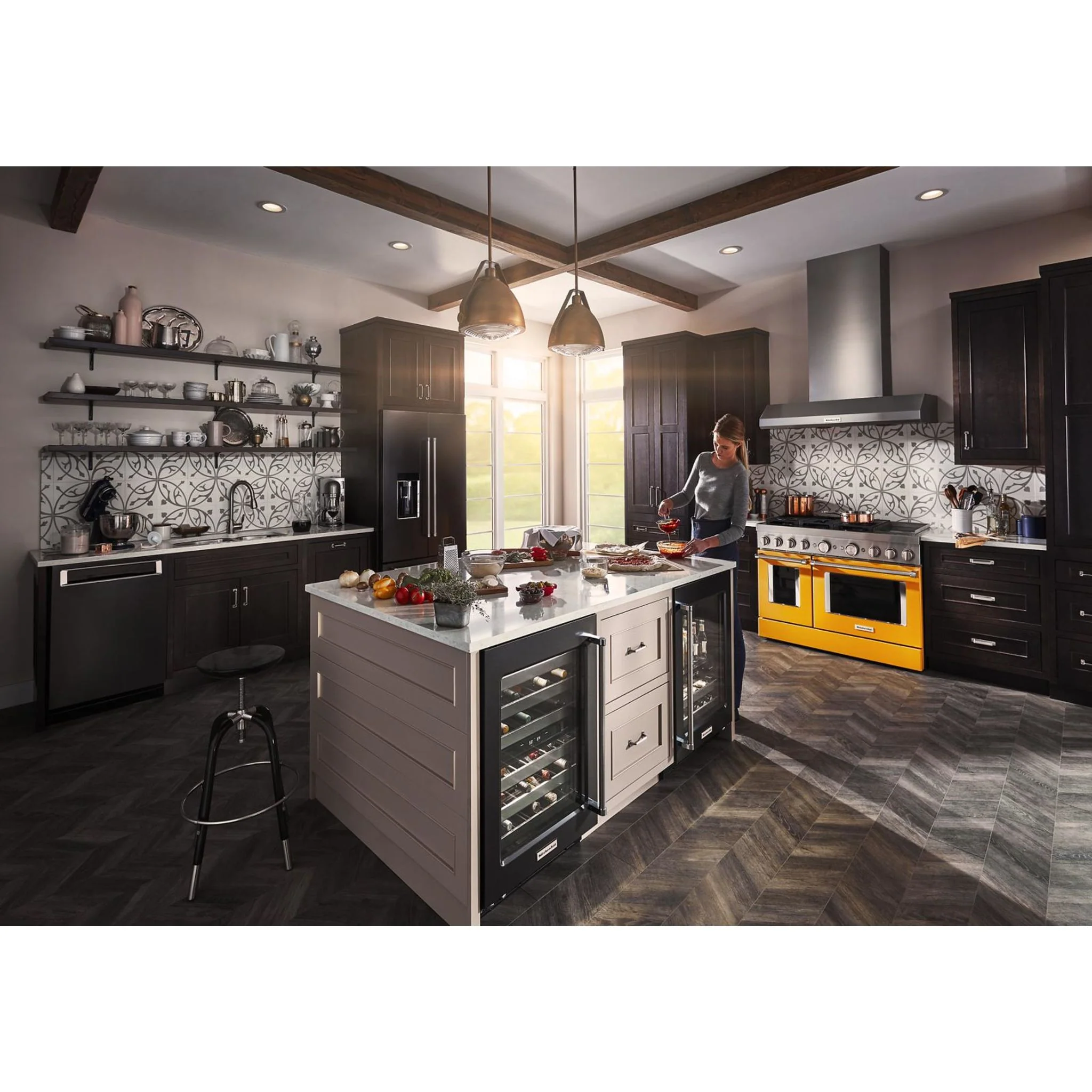 KitchenAid  48'' Smart Commercial-Style Dual Fuel Range with Griddle - Yellow Pepper (KFDC558JYP) - Image 47