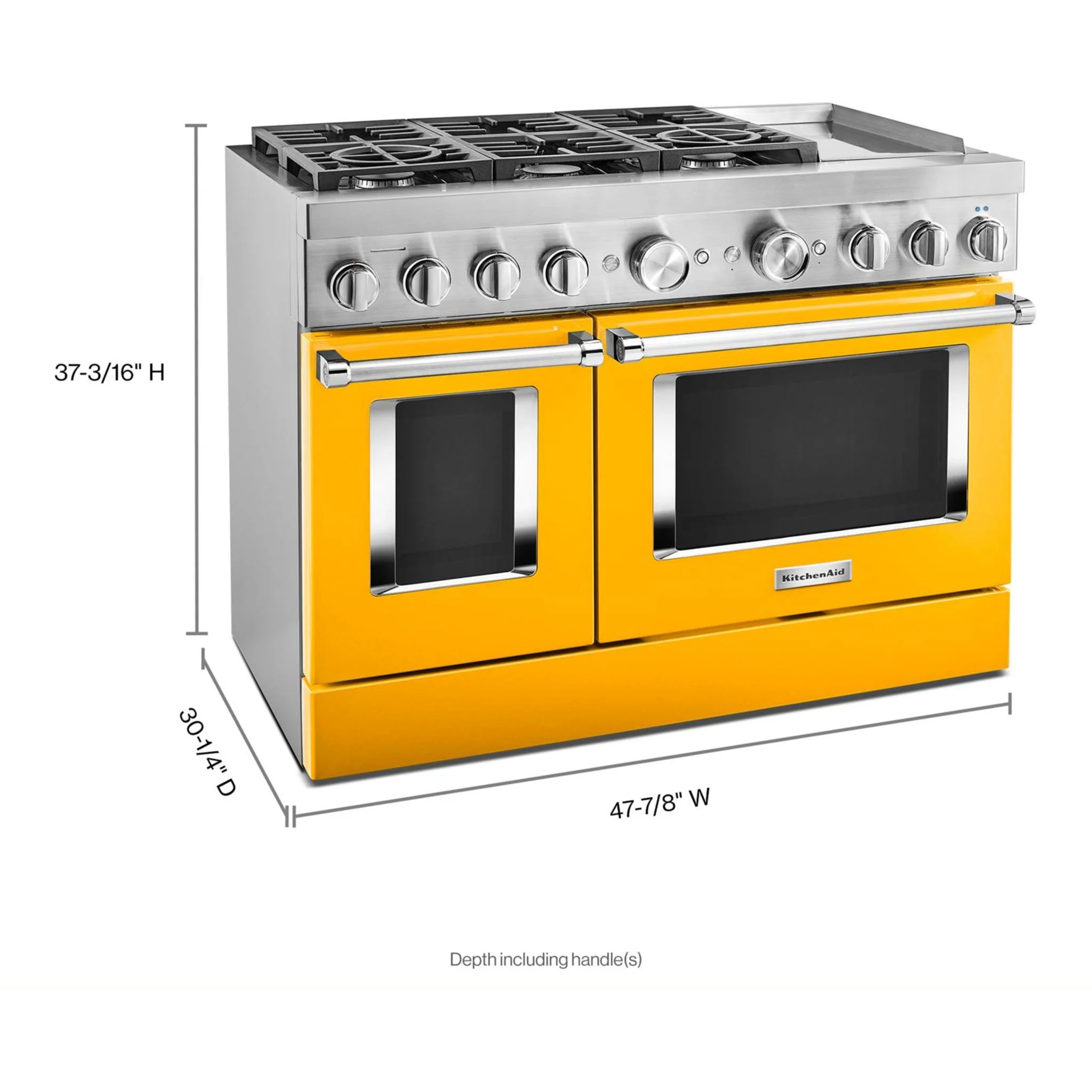 KitchenAid  48'' Smart Commercial-Style Dual Fuel Range with Griddle - Yellow Pepper (KFDC558JYP) - Image 60