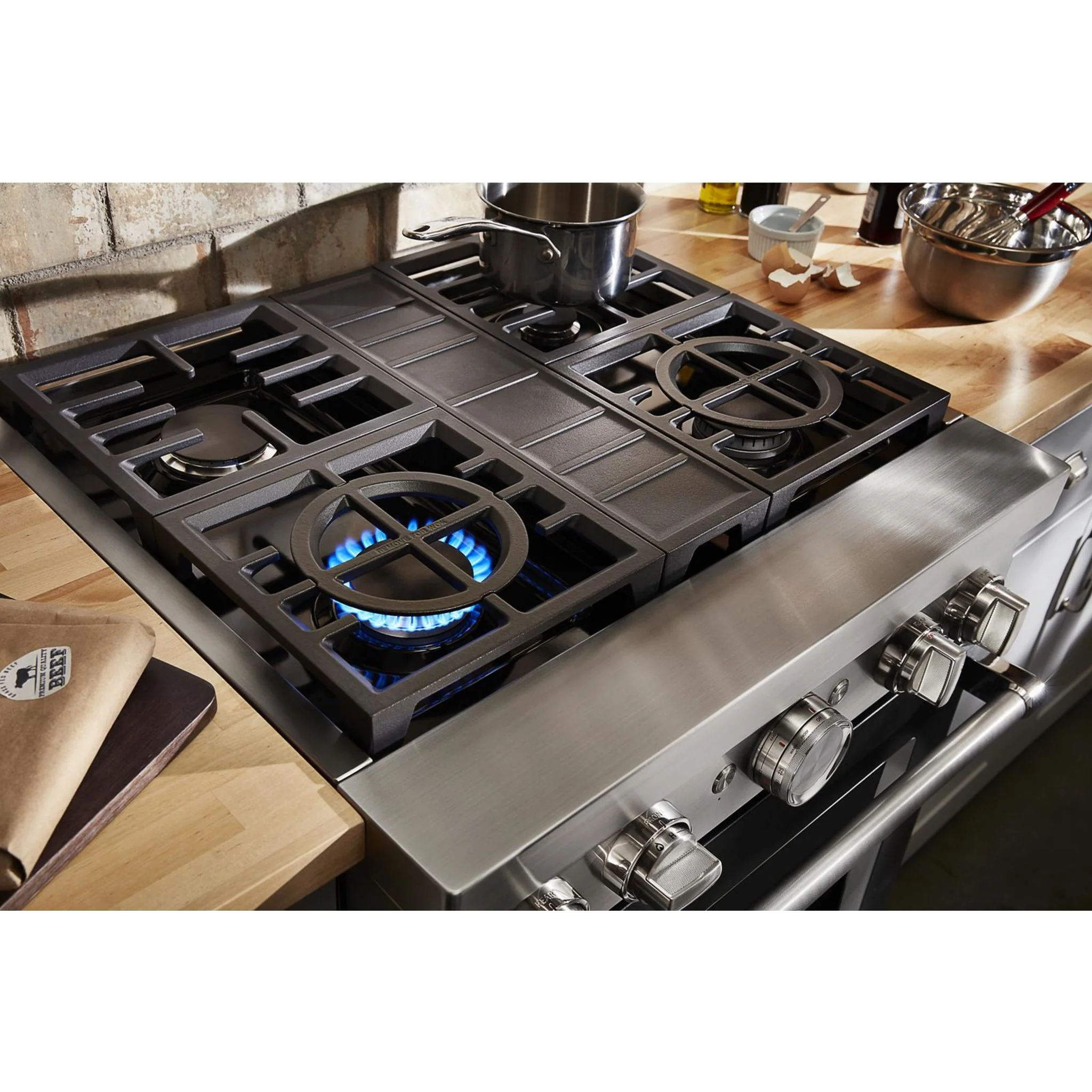 KitchenAid  30'' Smart Commercial-Style Dual Fuel Range with 4 Burners - Imperial Black (KFDC500JBK) - Image 15