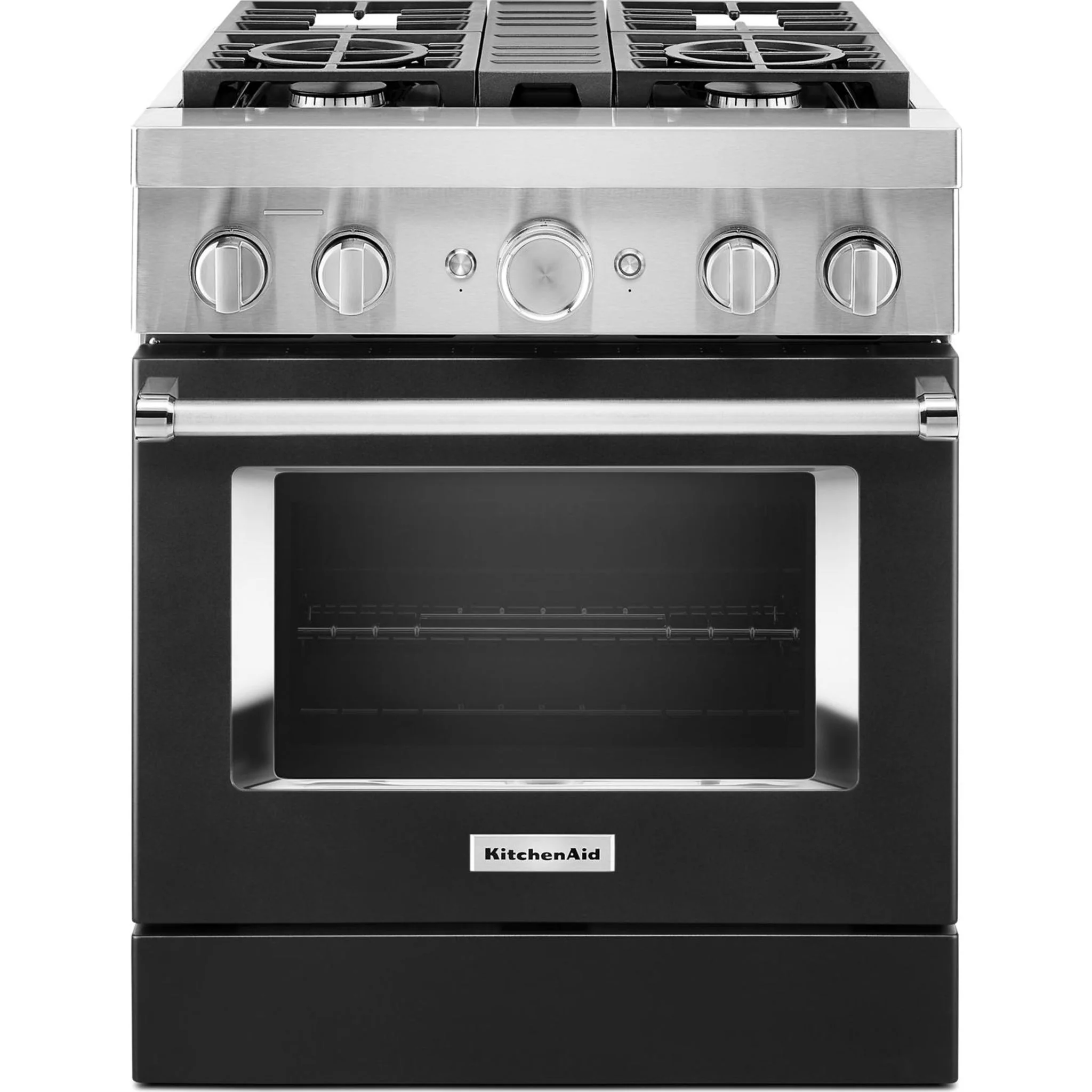 KitchenAid  30'' Smart Commercial-Style Dual Fuel Range with 4 Burners - Imperial Black (KFDC500JBK) - Image 2