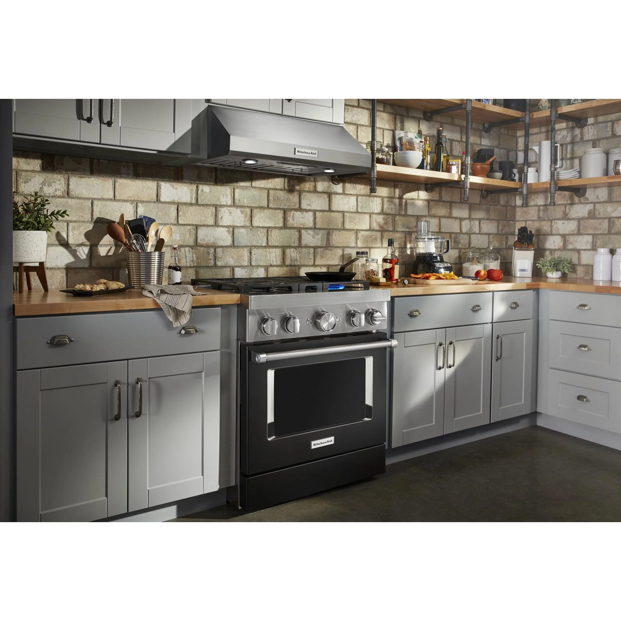 KitchenAid  30'' Smart Commercial-Style Dual Fuel Range with 4 Burners - Imperial Black (KFDC500JBK) - Image 3