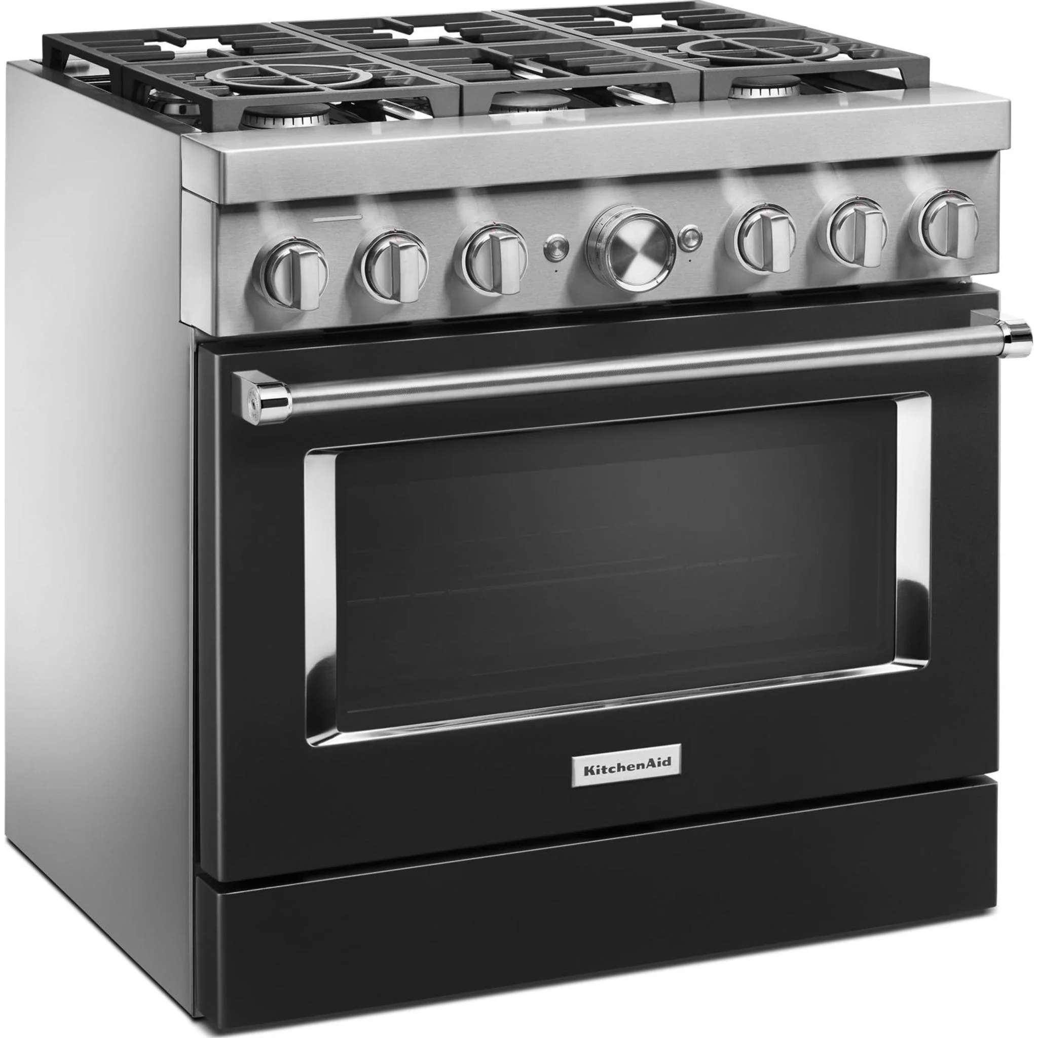 KitchenAid  36'' Smart Commercial-Style Dual Fuel Range with 6 Burners - Imperial Black (KFDC506JBK) - Image 4