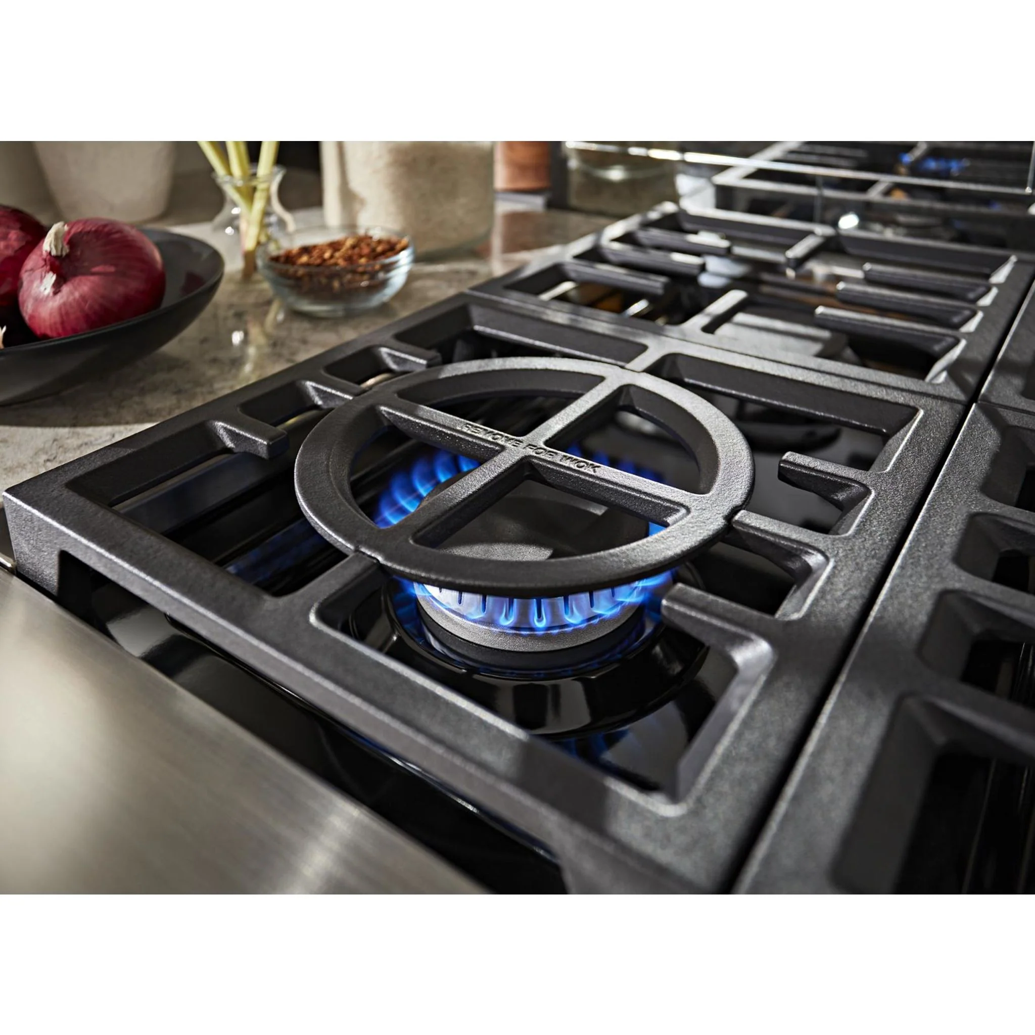 KitchenAid  48'' Smart Commercial-Style Dual Fuel Range with Griddle - Imperial Black (KFDC558JBK) - Image 10