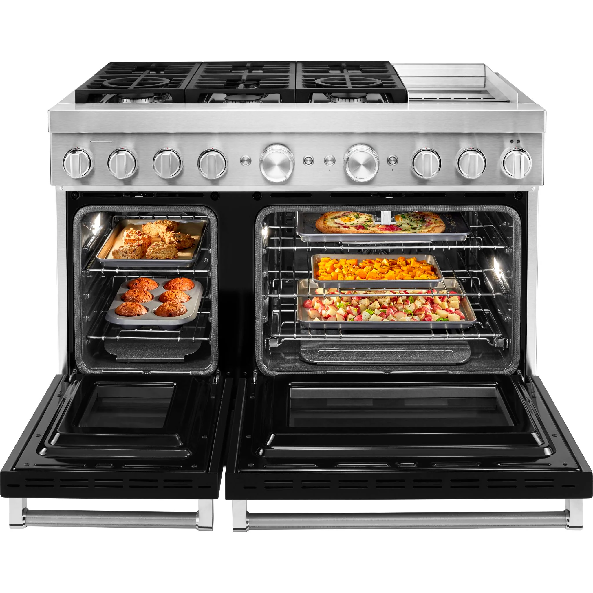 KitchenAid  48'' Smart Commercial-Style Dual Fuel Range with Griddle - Imperial Black (KFDC558JBK) - Image 5