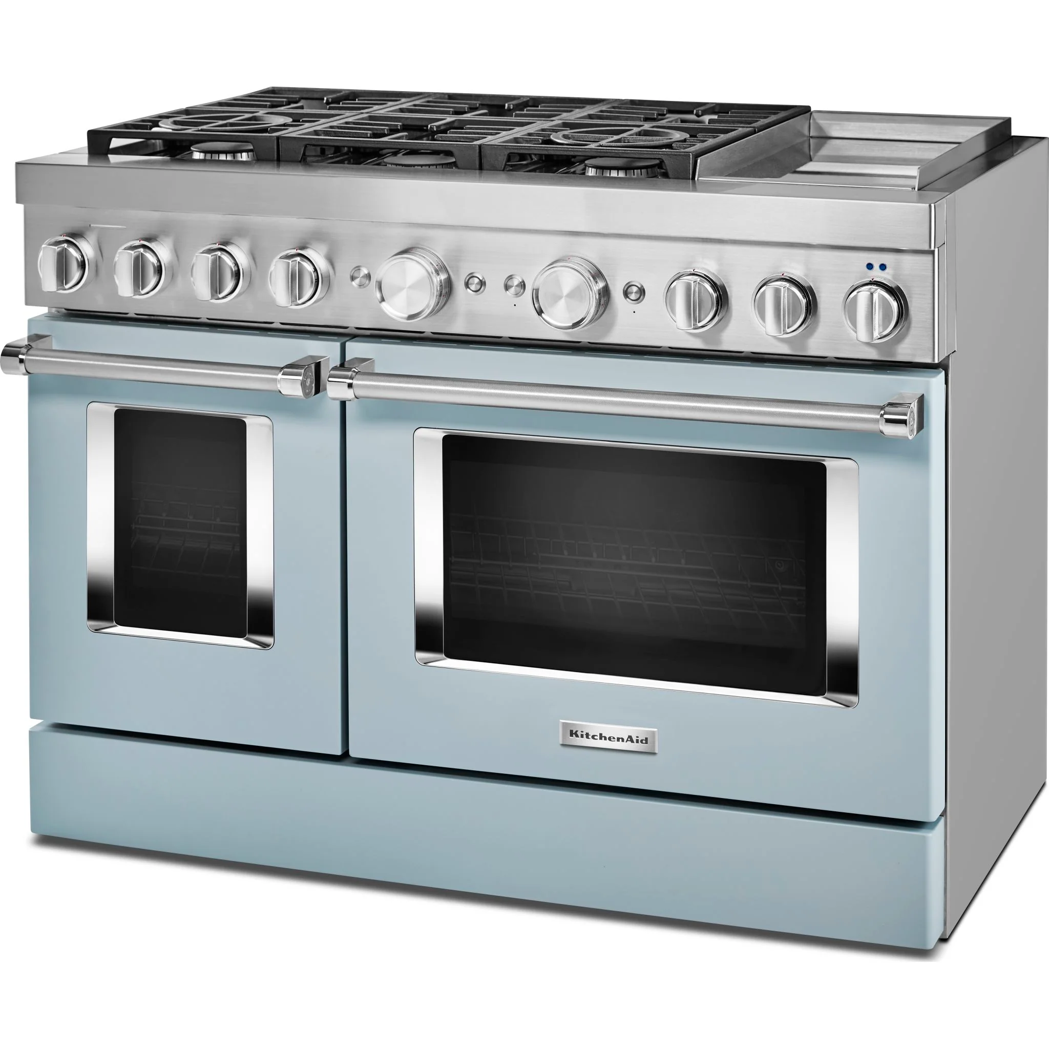 KitchenAid  48'' Smart Commercial-Style Dual Fuel Range with Griddle - Misty Blue (KFDC558JMB) - Image 2