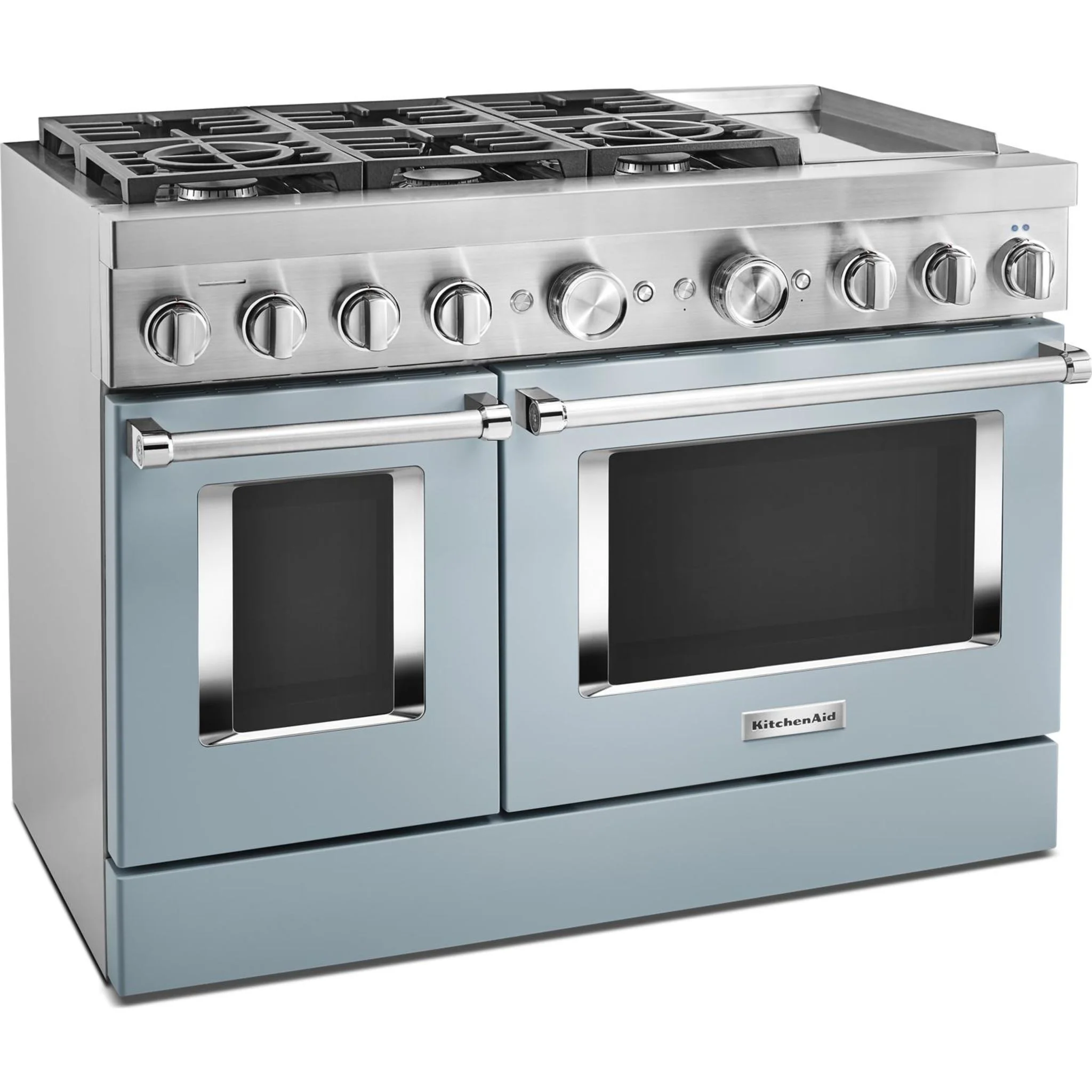 KitchenAid  48'' Smart Commercial-Style Dual Fuel Range with Griddle - Misty Blue (KFDC558JMB) - Image 29