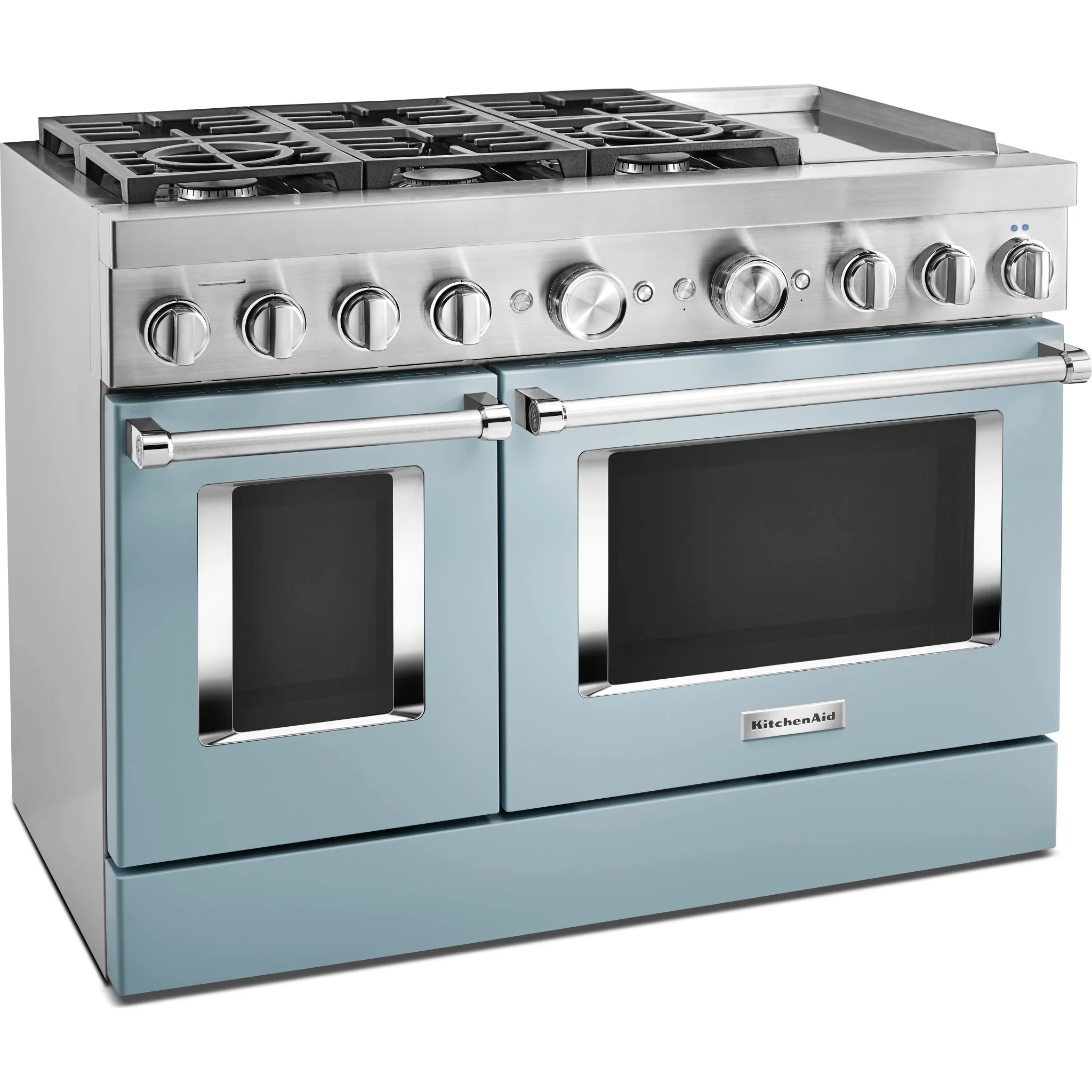 KitchenAid  48'' Smart Commercial-Style Dual Fuel Range with Griddle - Misty Blue (KFDC558JMB) - Image 3