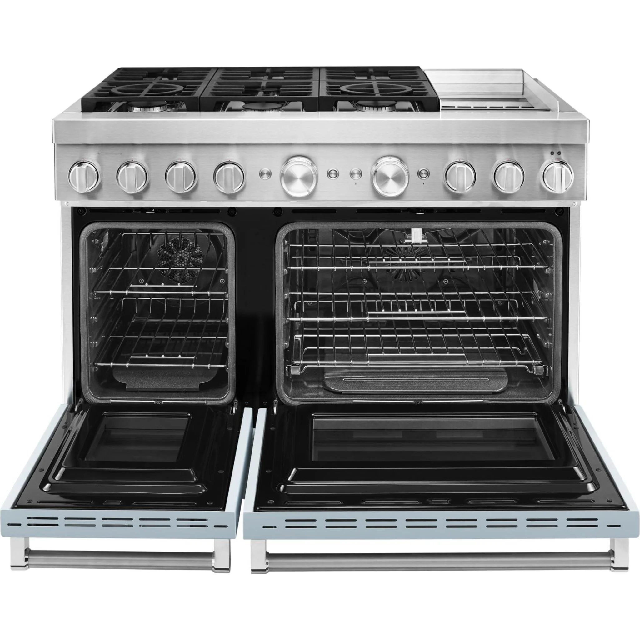 KitchenAid  48'' Smart Commercial-Style Dual Fuel Range with Griddle - Misty Blue (KFDC558JMB) - Image 30