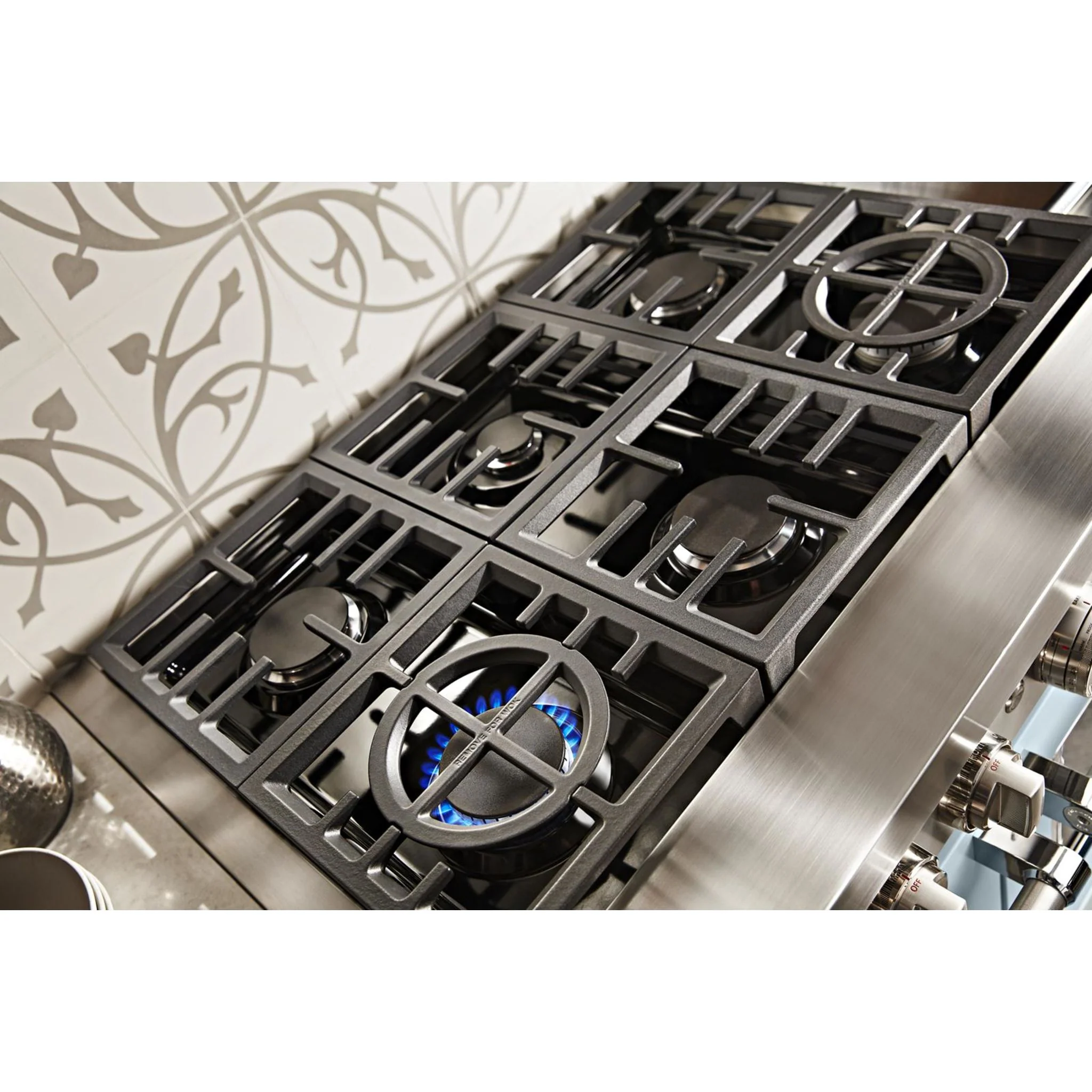 KitchenAid  48'' Smart Commercial-Style Dual Fuel Range with Griddle - Misty Blue (KFDC558JMB) - Image 35