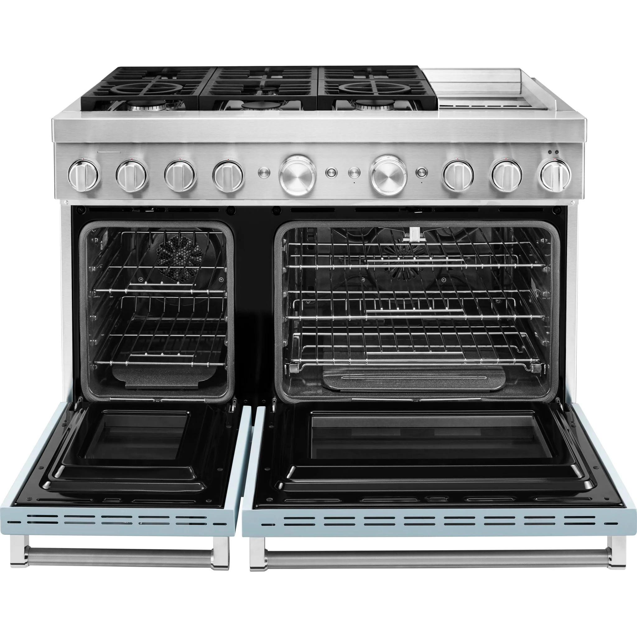 KitchenAid  48'' Smart Commercial-Style Dual Fuel Range with Griddle - Misty Blue (KFDC558JMB) - Image 4