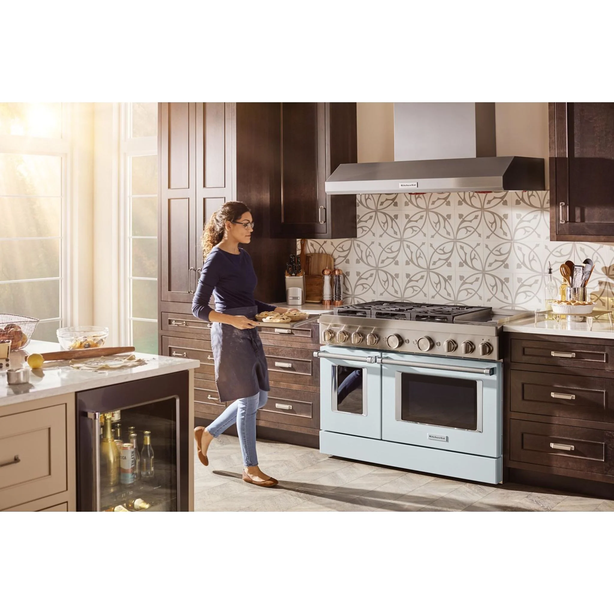KitchenAid  48'' Smart Commercial-Style Dual Fuel Range with Griddle - Misty Blue (KFDC558JMB) - Image 55
