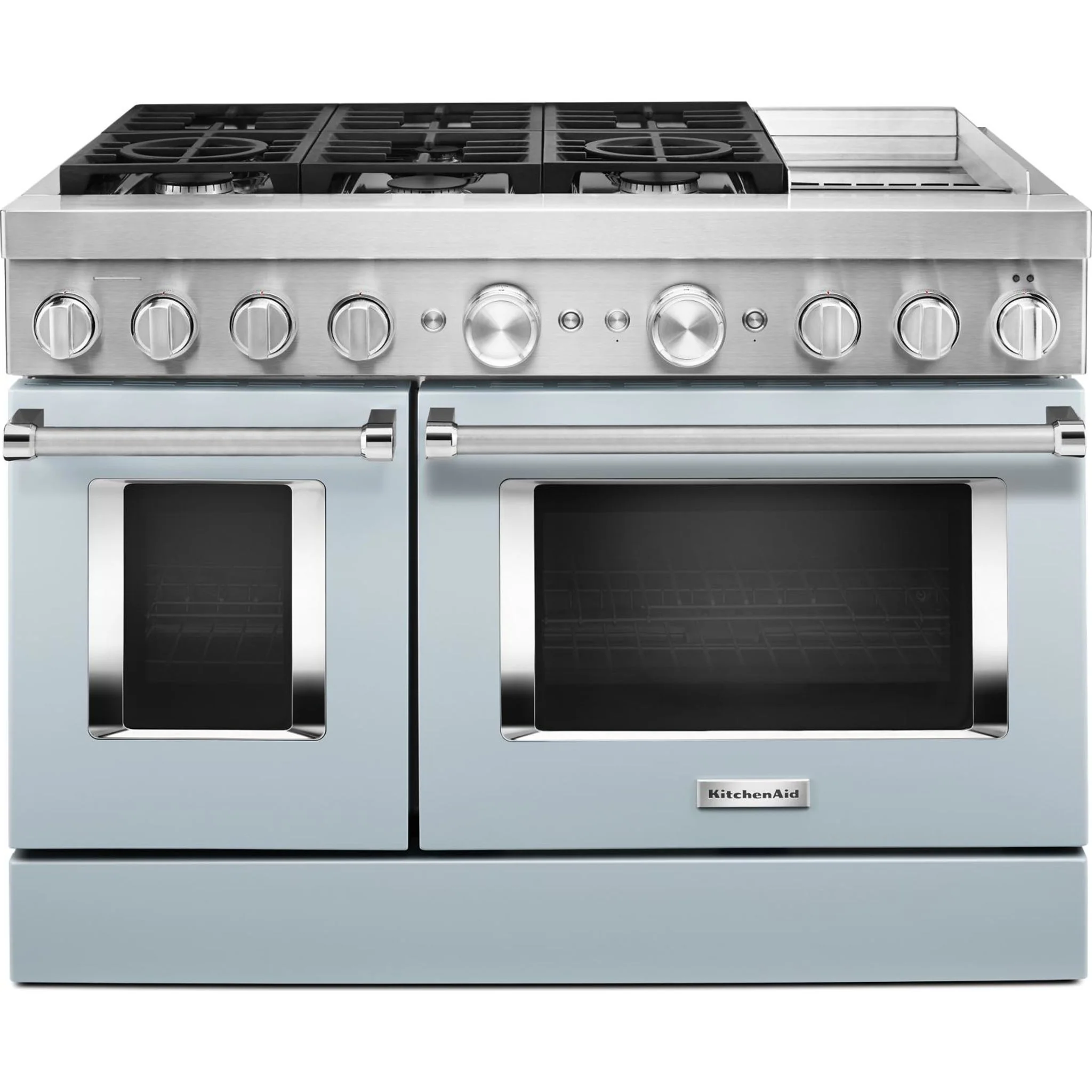 KitchenAid  48'' Smart Commercial-Style Dual Fuel Range with Griddle - Misty Blue (KFDC558JMB) - Image 6