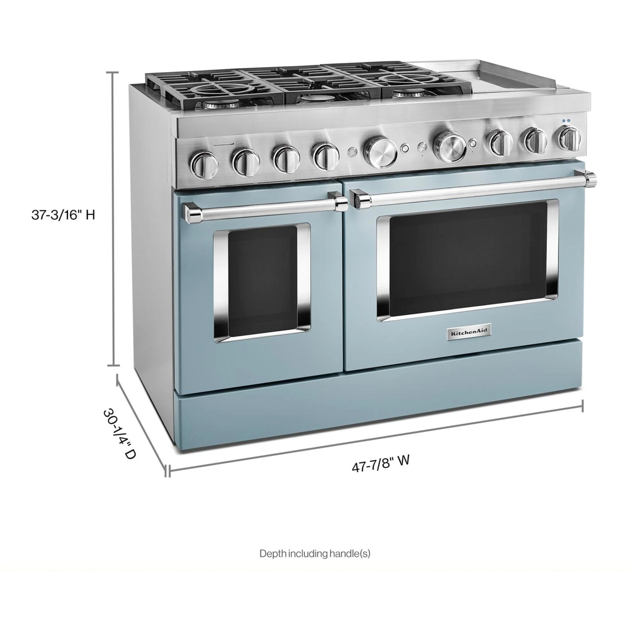 KitchenAid  48'' Smart Commercial-Style Dual Fuel Range with Griddle - Misty Blue (KFDC558JMB) - Image 62