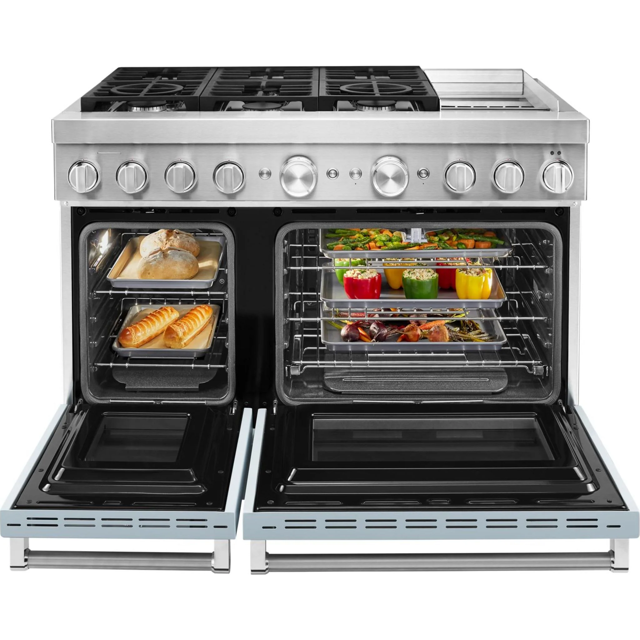 KitchenAid  48'' Smart Commercial-Style Dual Fuel Range with Griddle - Misty Blue (KFDC558JMB) - Image 7