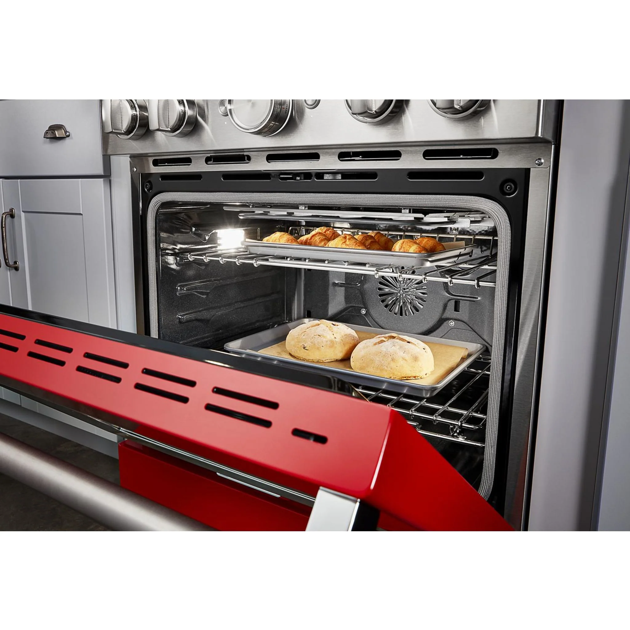 KitchenAid  30'' Smart Commercial-Style Dual Fuel Range with 4 Burners - Passion Red (KFDC500JPA) - Image 29