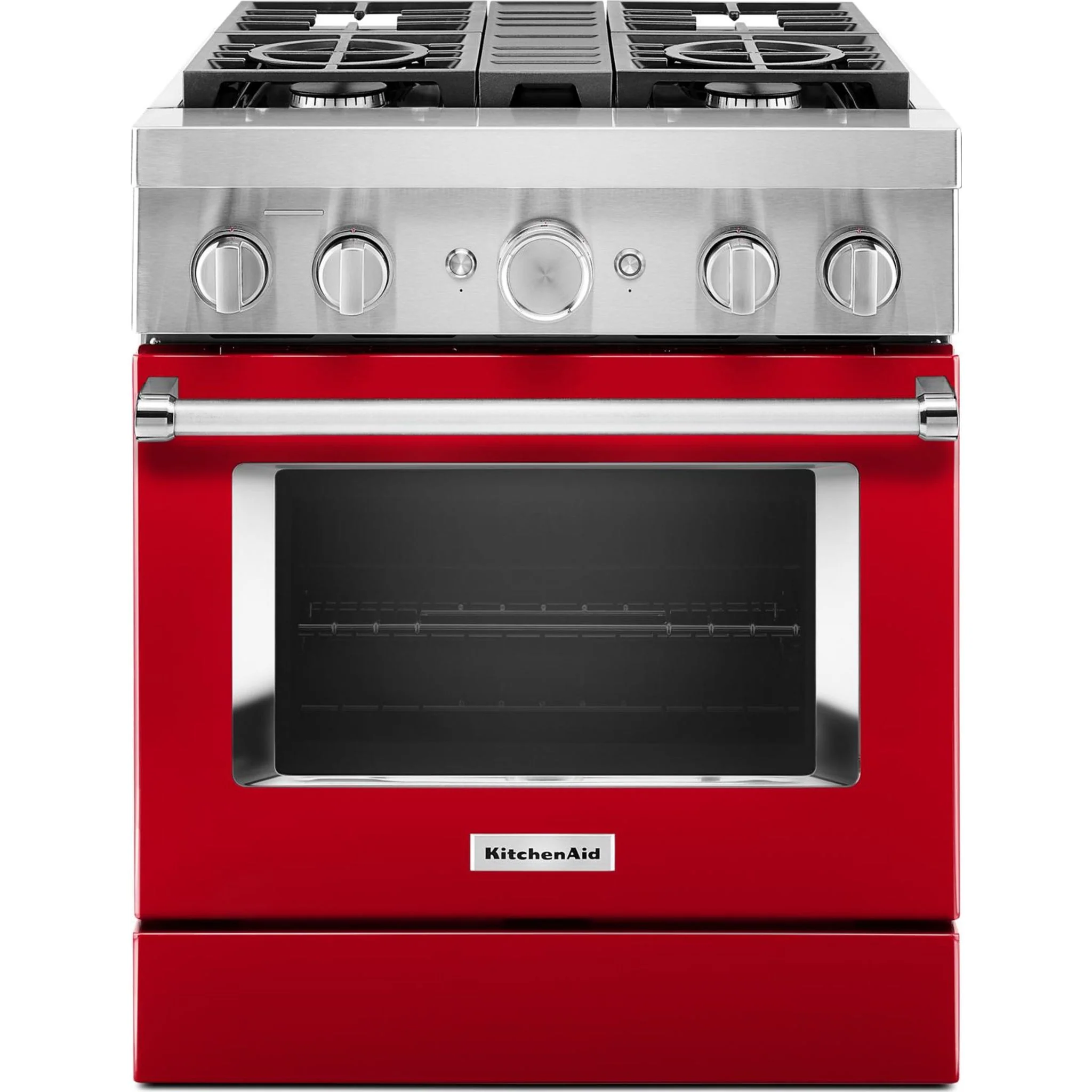 KitchenAid  30'' Smart Commercial-Style Dual Fuel Range with 4 Burners - Passion Red (KFDC500JPA) - Image 3
