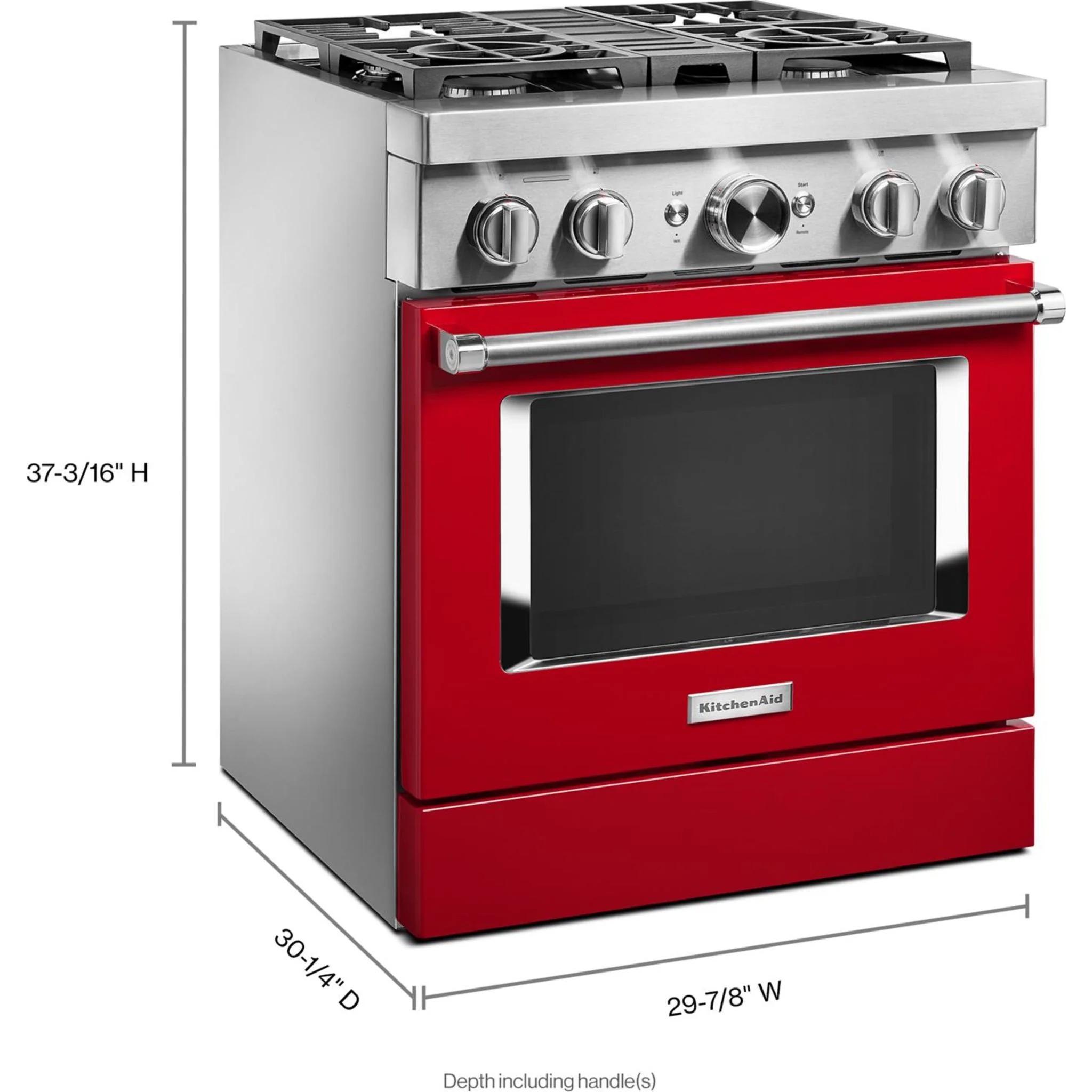 KitchenAid  30'' Smart Commercial-Style Dual Fuel Range with 4 Burners - Passion Red (KFDC500JPA) - Image 54