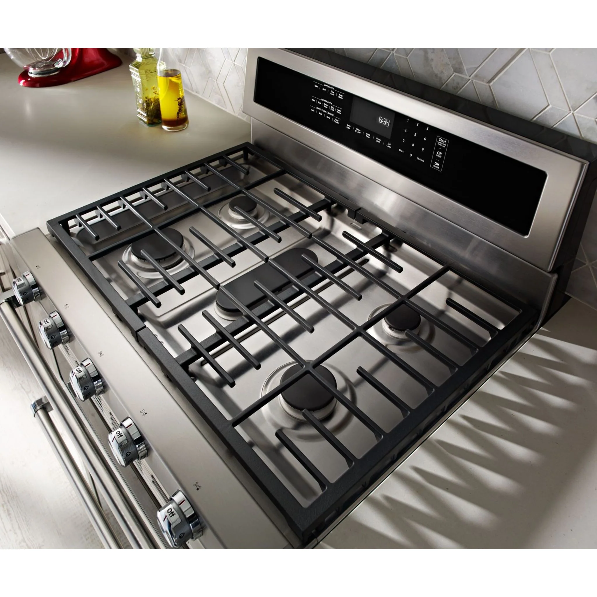 KitchenAid 30-Inch 5 Burner Dual Fuel Double Oven Convection Range -Stainless Steel (KFDD500ESS) - Image 19